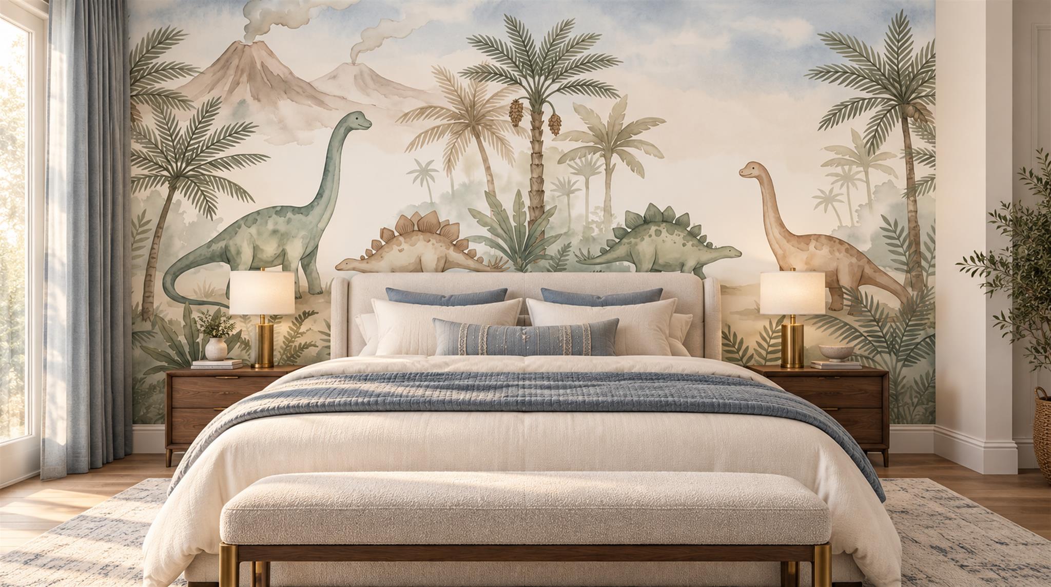 Red And Neutral Decorative Patterning Wallpaper Surface Wallpaper Mural Bedroom-wallpaper-murals, Peel-and-stick Finish