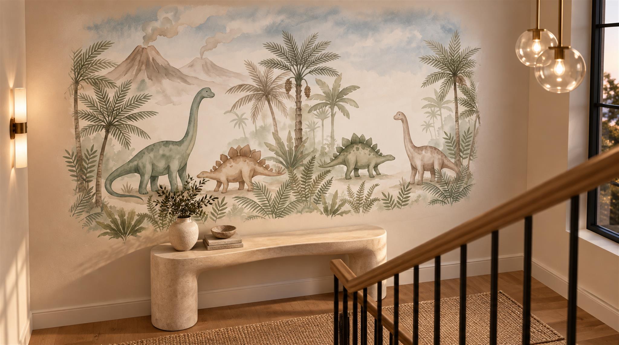 Red And Neutral Decorative Patterning Wallpaper Surface Wallpaper Mural Accent-wall-wallpaper-murals, Peel-and-stick Finish