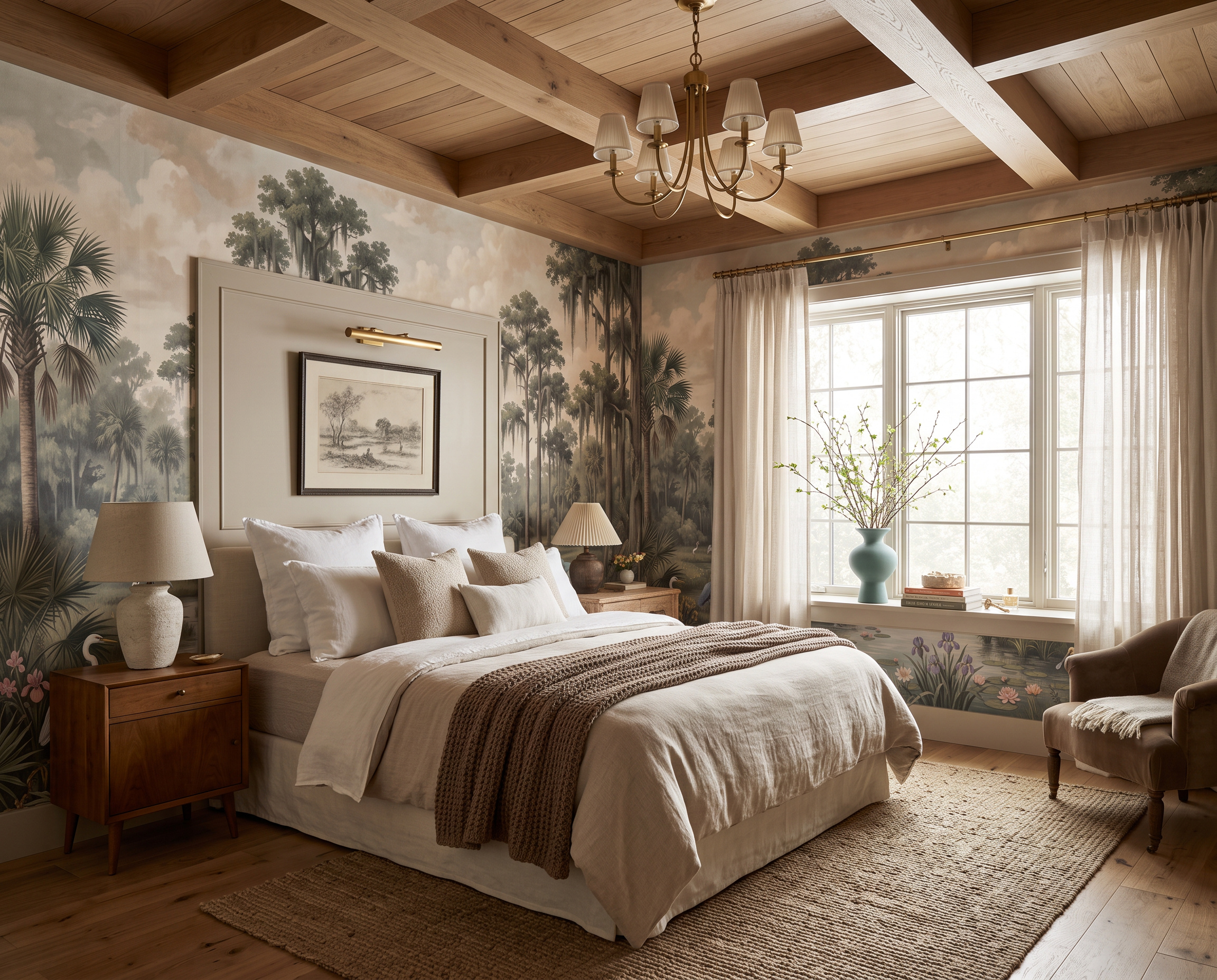 Beige And Red Abstract Forms Decorative Wallpaper Mural Bedroom-wallpaper-murals, Peel-and-stick Finish