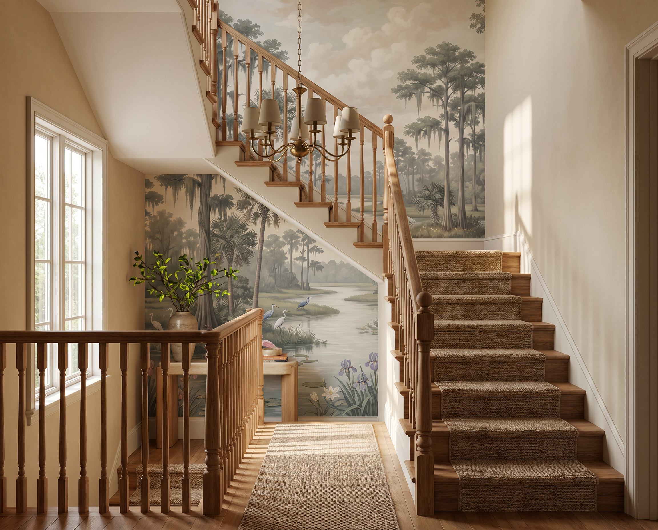 Beige And Red Abstract Forms Decorative Wallpaper Mural Hallway-wallpaper-murals, Peel-and-stick Finish