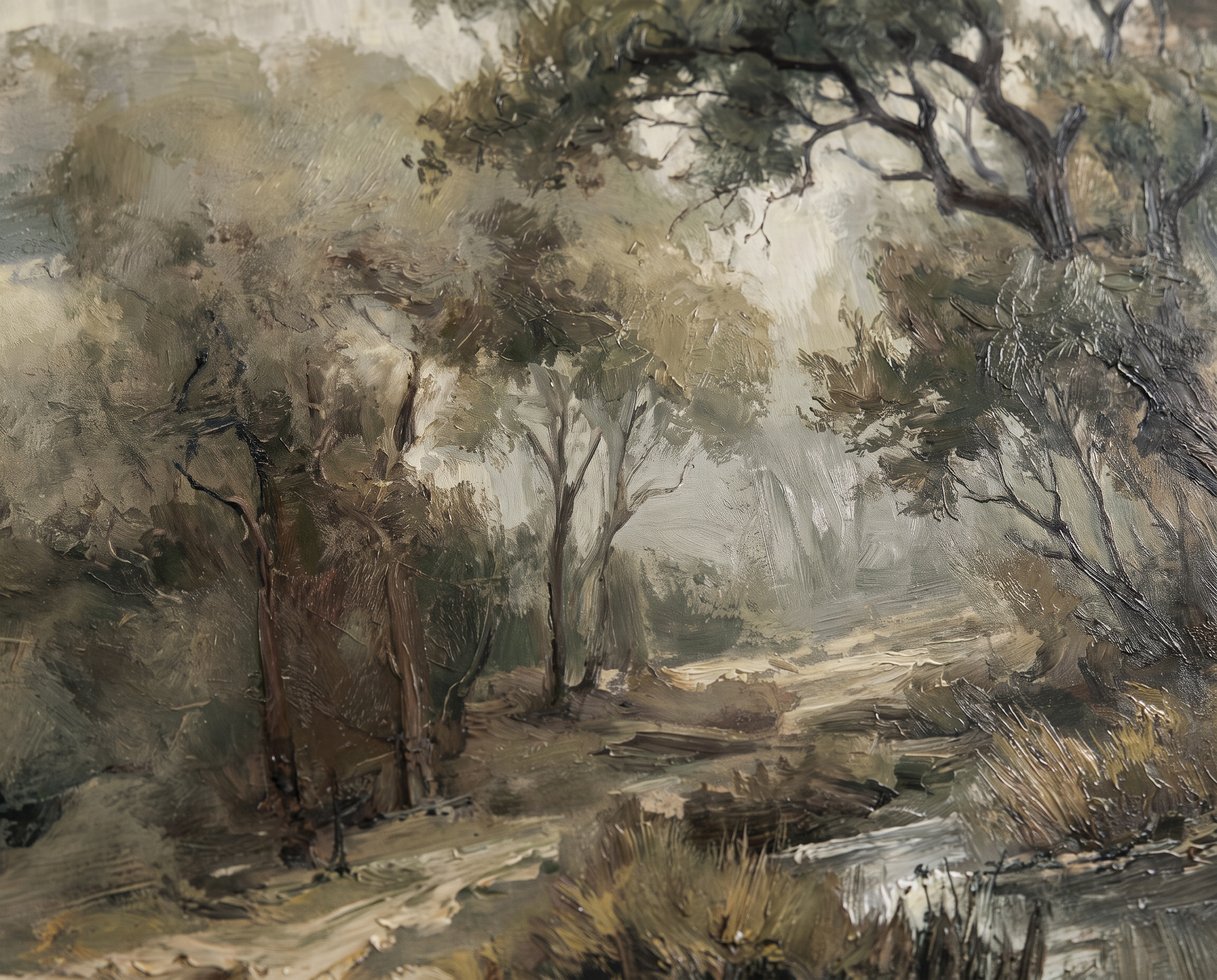 Olive Woodland Trees Wallpaper Mural Kitchen-wallpaper-murals, Peel-and-stick Finish