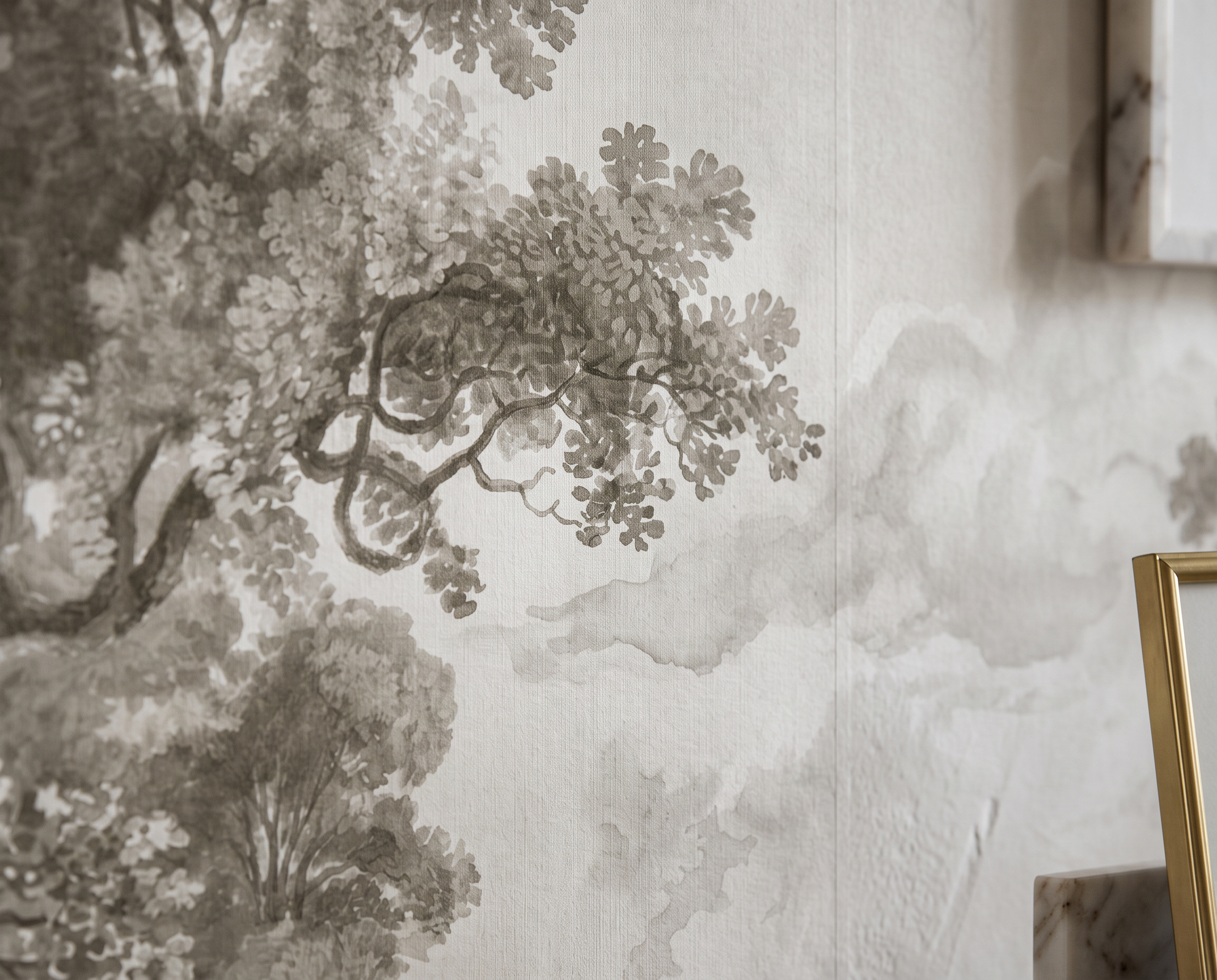 Grey Decorative Patterning Wallpaper Mural Kitchen-wallpaper-murals, Peel-and-stick Finish