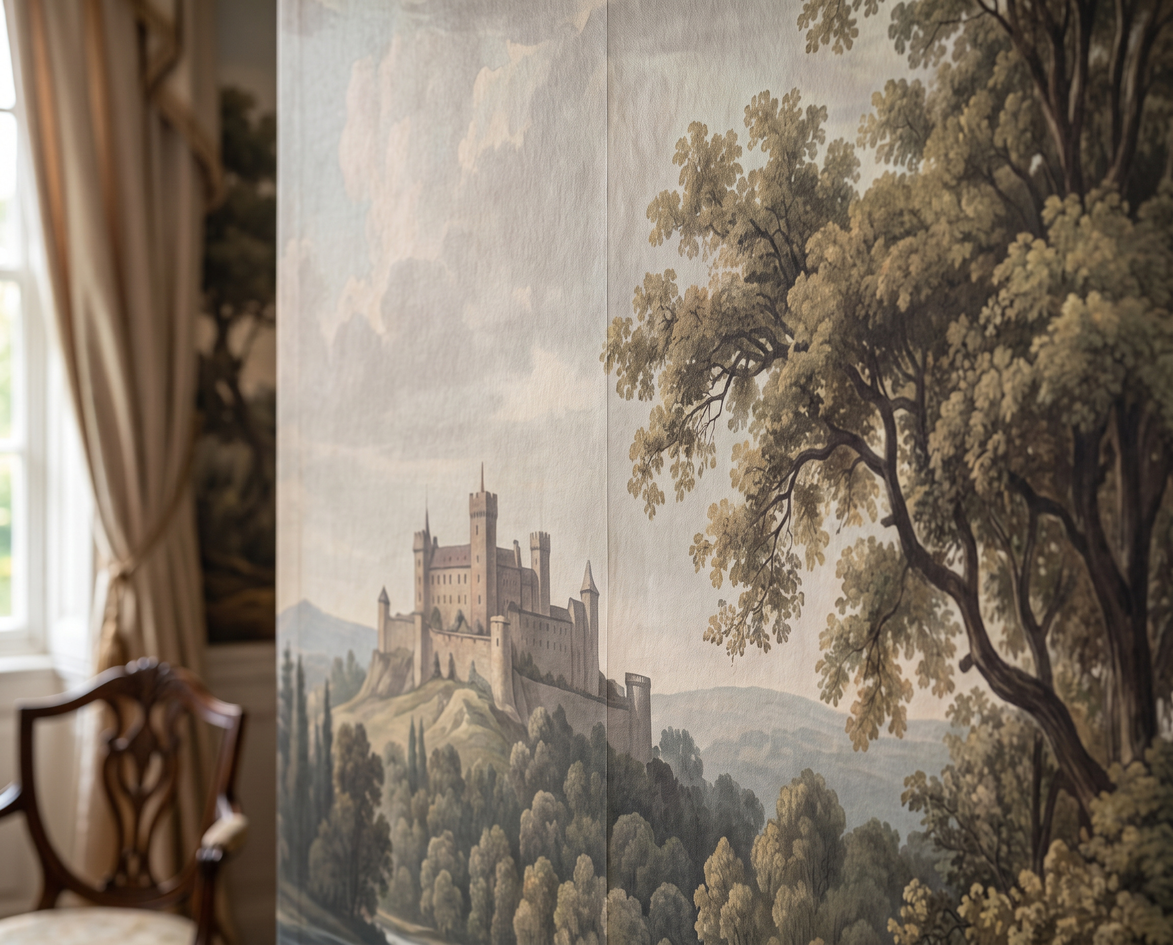 Olive A Lakeside View Wallpaper Mural Accent-wall-wallpaper-murals, Peel-and-stick Finish