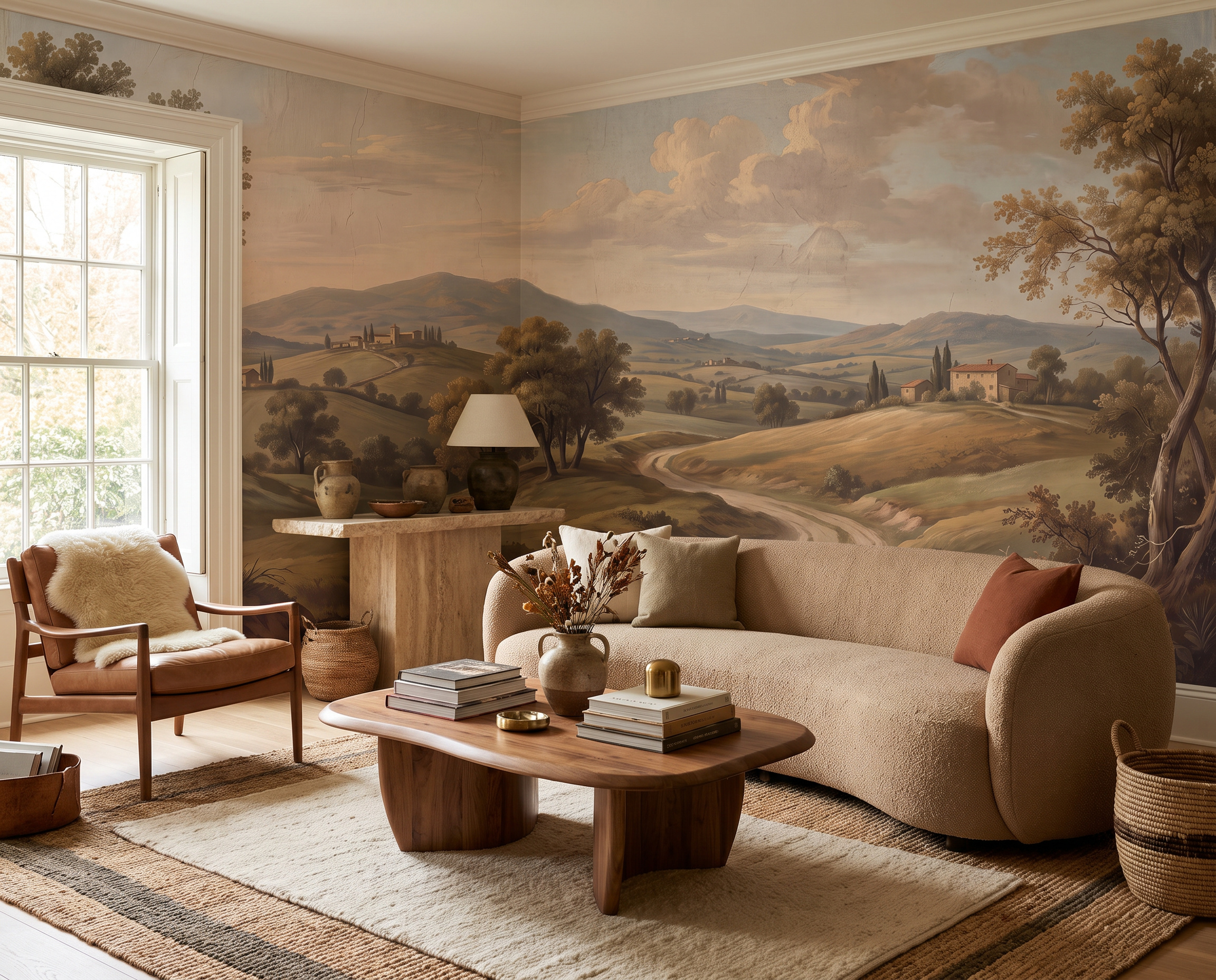 Neutral Abstract Forms Wallpaper Mural Layered Kitchen-wallpaper-murals, Peel-and-stick Finish