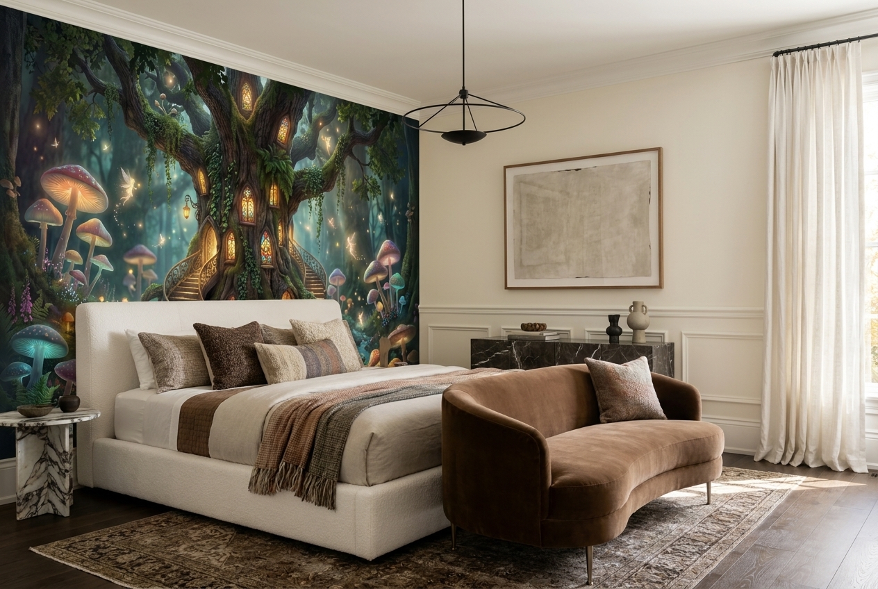 Teal Abstract Forms Decorative Wallpaper Mural Bedroom-wallpaper-murals, Peel-and-stick Finish