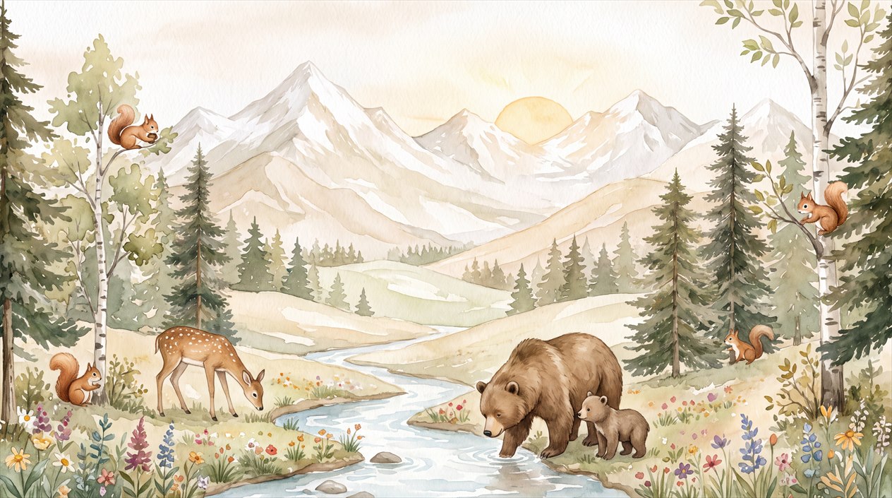 Beige Woodland Trees Wallpaper Mural Feature-wall-wallpaper-murals, Peel-and-stick Finish