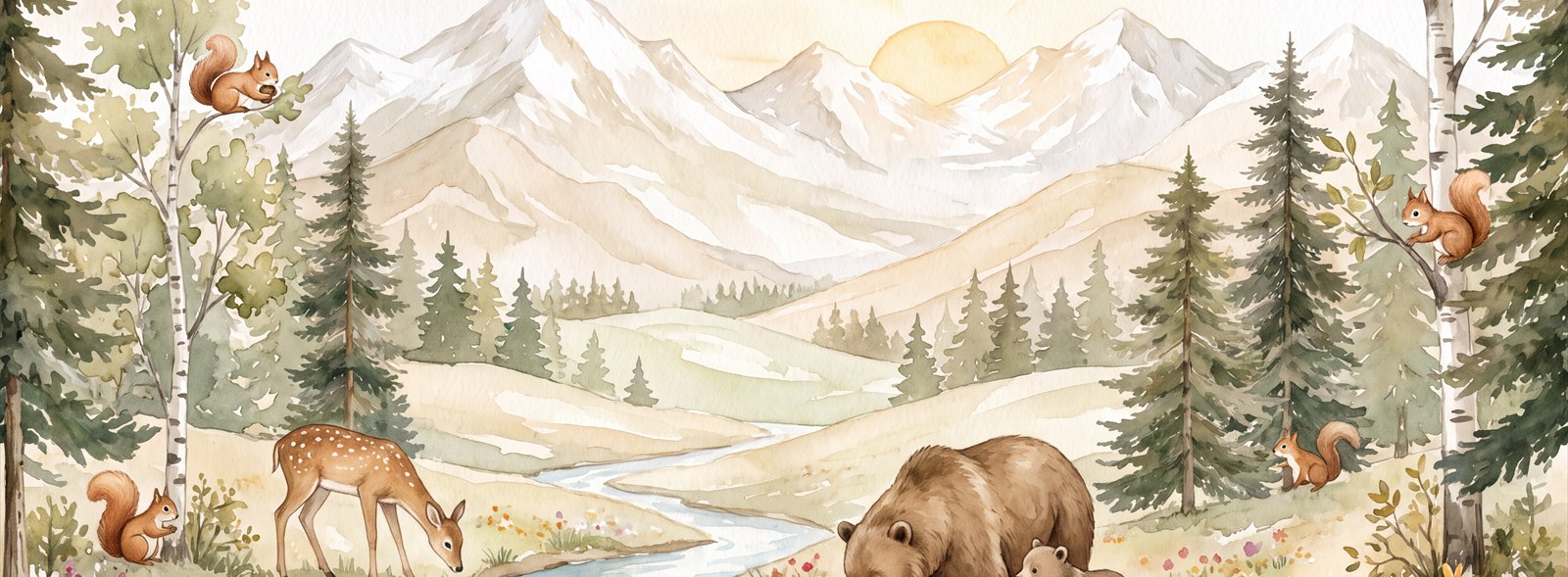 Beige Woodland Trees Wallpaper Mural Feature-wall-wallpaper-murals, Peel-and-stick Finish
