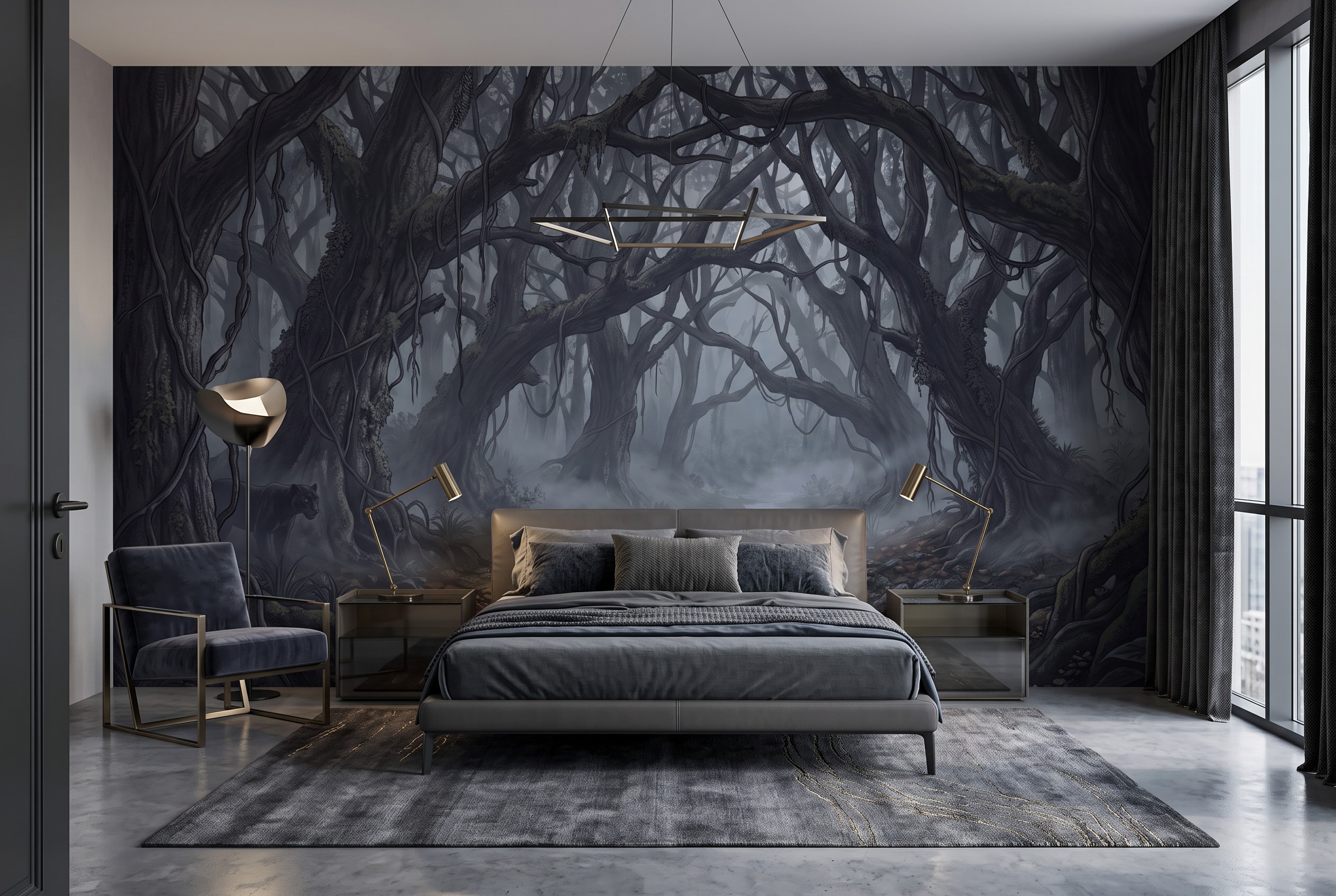 Neutral Abstract Forms Wallpaper Mural Layered Decorative Wallpaper Bedroom-wallpaper-murals, Peel-and-stick Finish