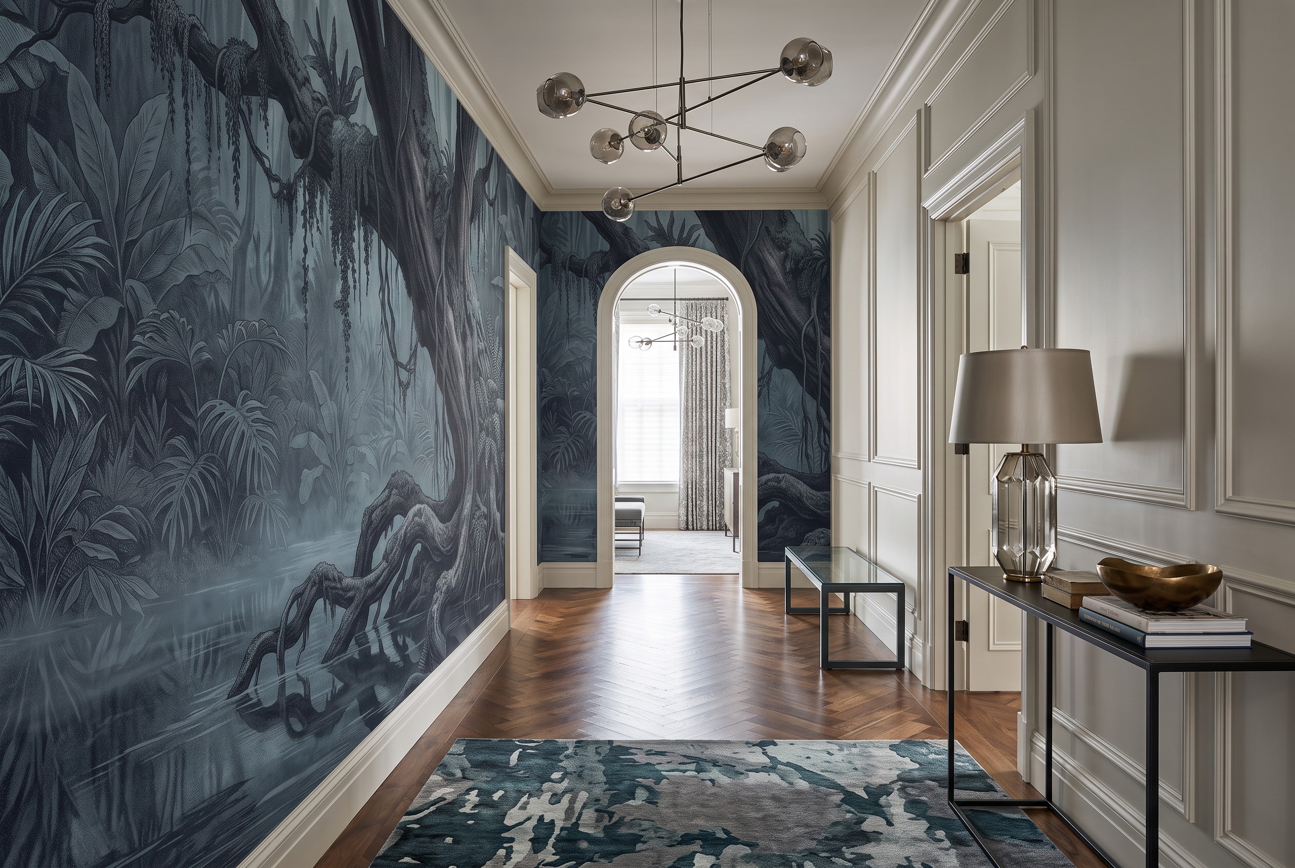 Neutral Abstract Forms Wallpaper Mural Layered Marks Wallpaper Mural Hallway-wallpaper-murals, Peel-and-stick Finish