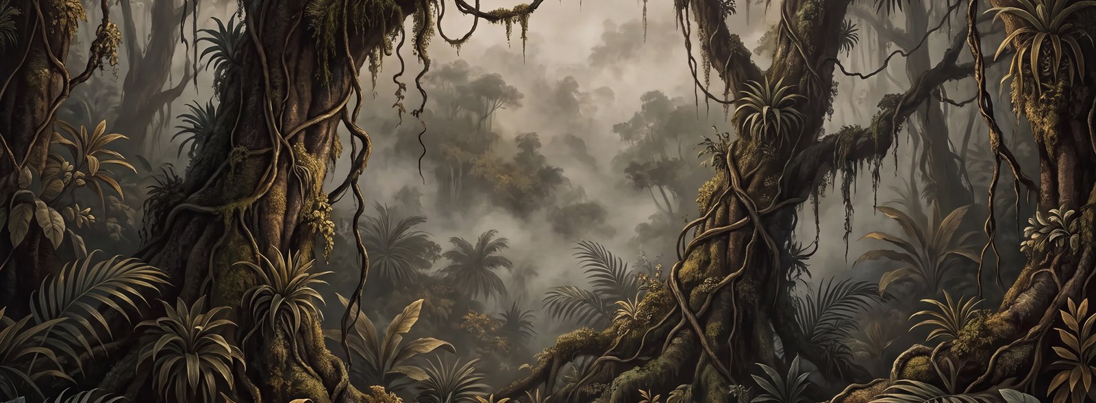 Neutral Woodland Trees Forest Wallpaper Mural Accent-wall-wallpaper-murals, Peel-and-stick Finish