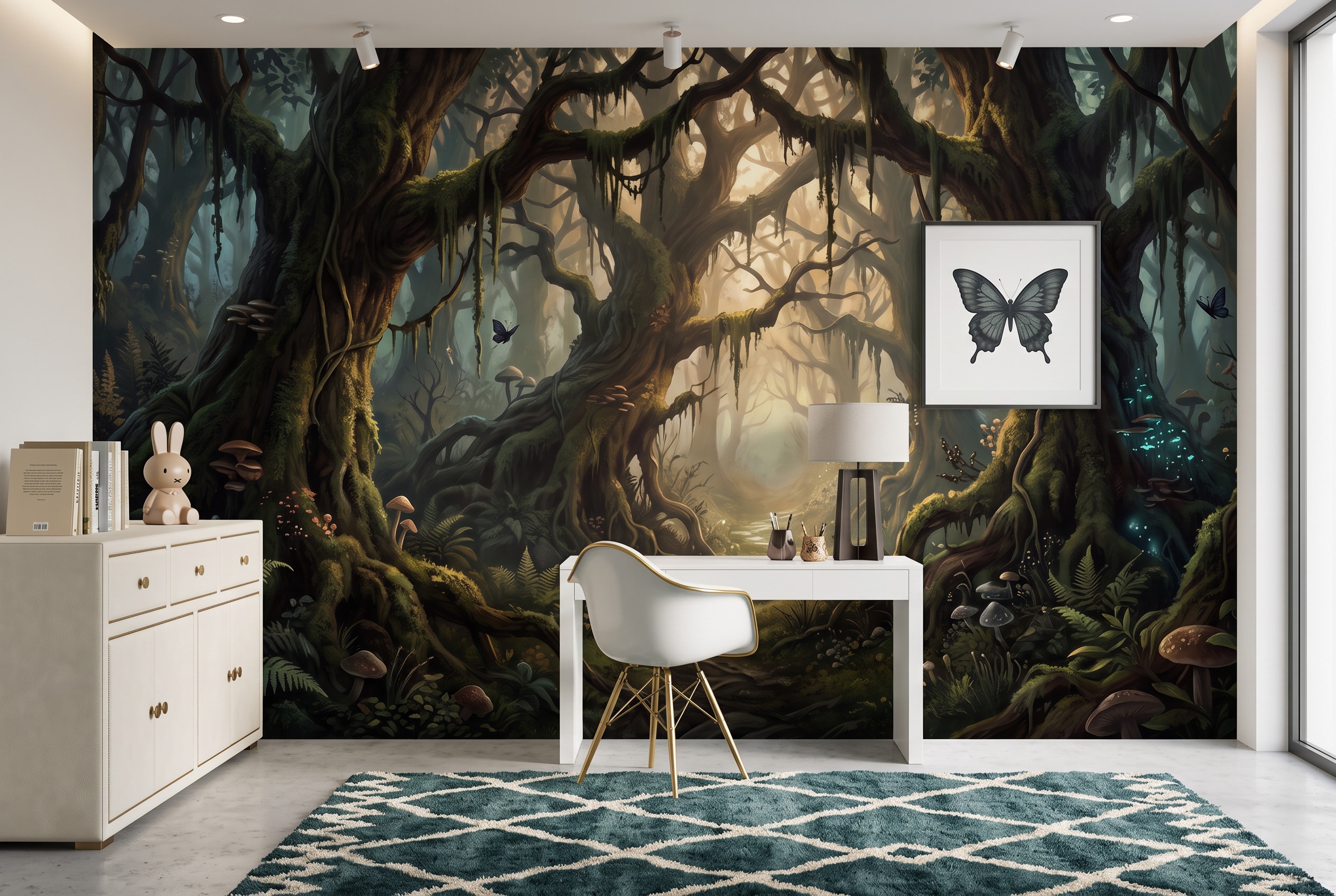 Neutral Abstract Forms Wallpaper Mural Layered Detail Wallpaper Mural Accent-wall-wallpaper-murals, Peel-and-stick Finish