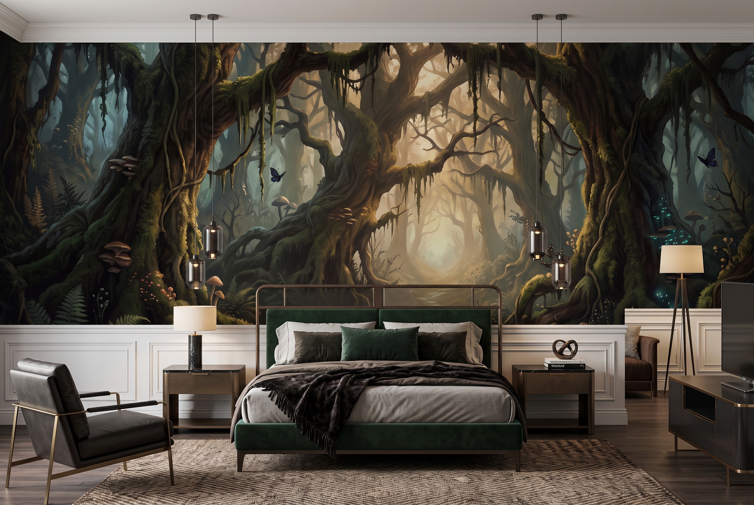 Neutral Abstract Forms Wallpaper Mural Layered Detail Wallpaper Mural Bedroom-wallpaper-murals, Peel-and-stick Finish
