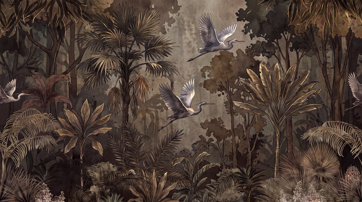 Neutral Woodland Trees Decorative Wallpaper Mural Accent-wall-wallpaper-murals, Peel-and-stick Finish