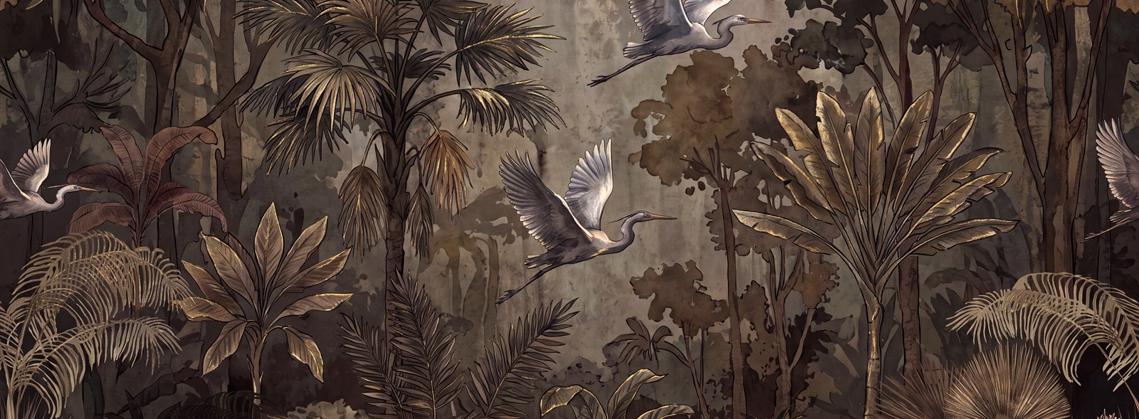 Neutral Woodland Trees Decorative Wallpaper Mural Accent-wall-wallpaper-murals, Peel-and-stick Finish