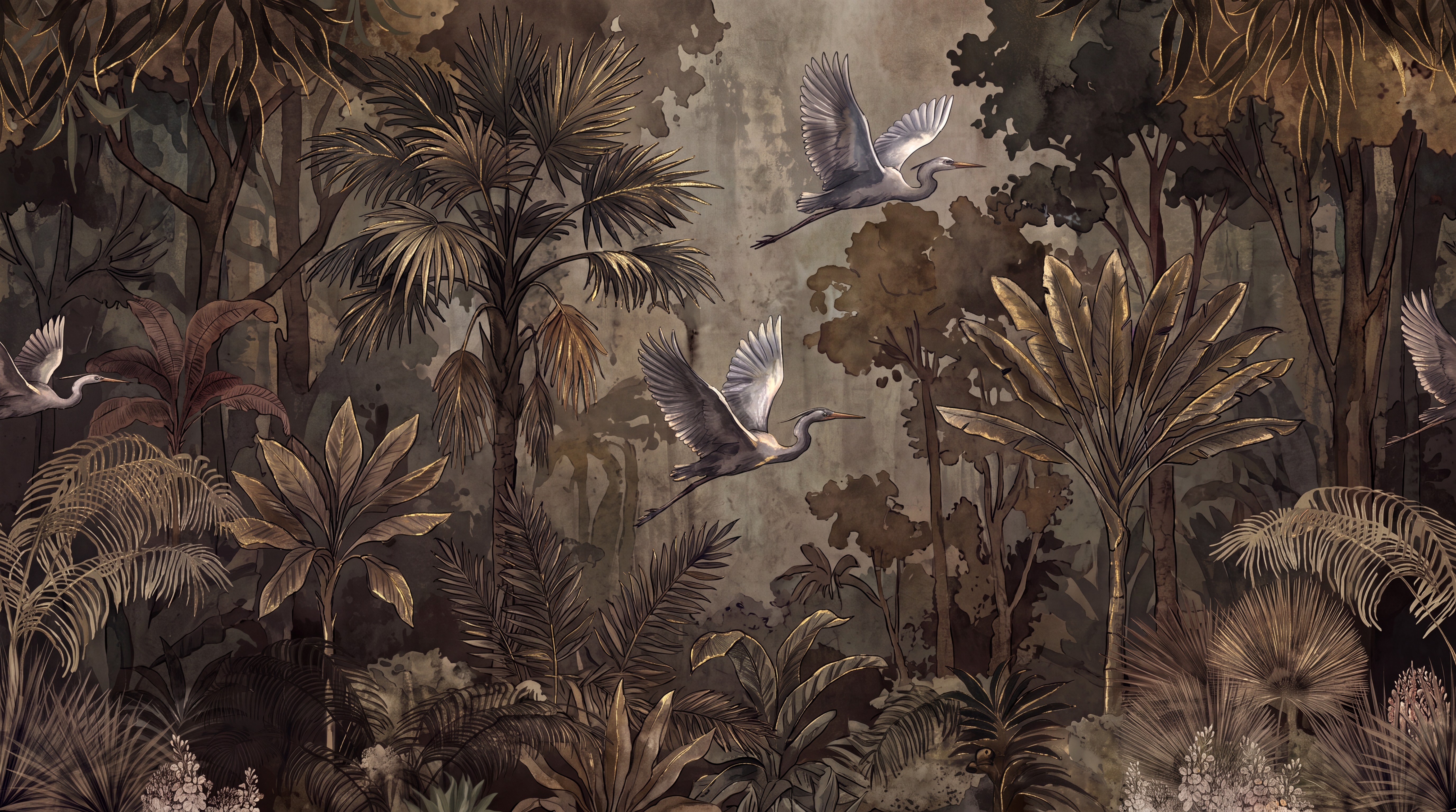 Neutral Woodland Trees Decorative Wallpaper Mural, Peel-and-stick Finish