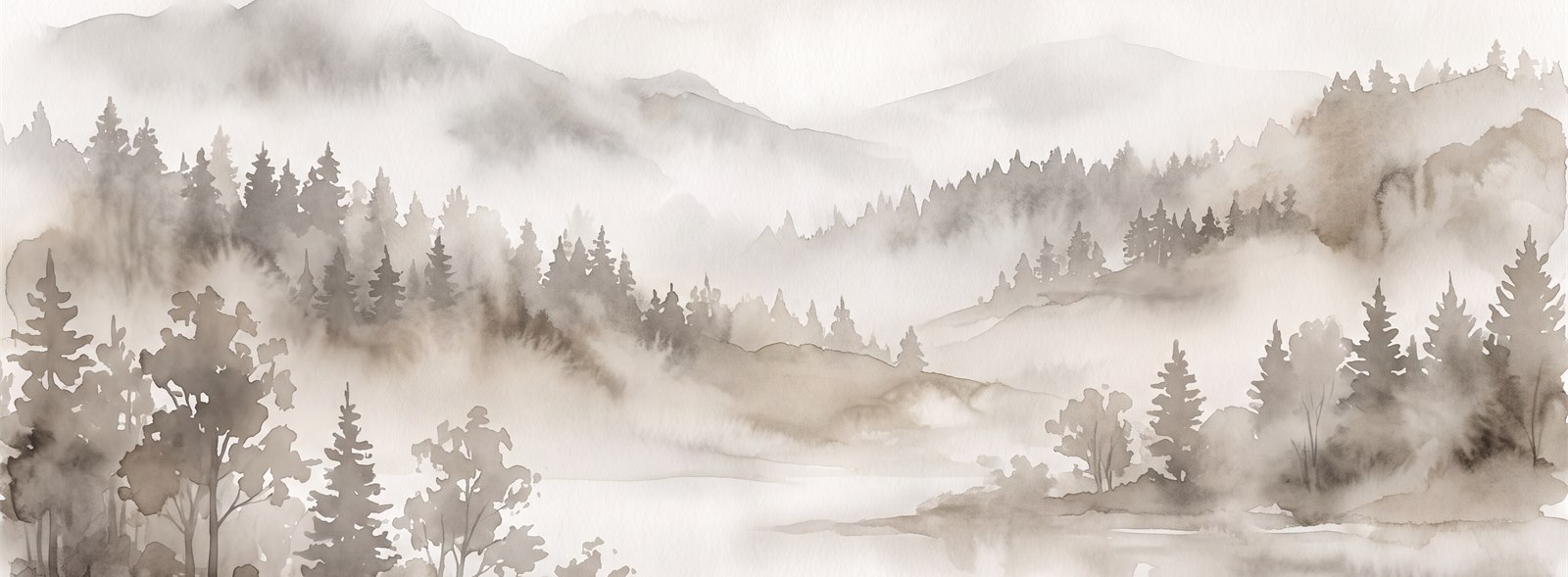 Neutral Abstract Forms Wallpaper Mural Layered Atmospheric Wallpaper Accent-wall-wallpaper-murals, Peel-and-stick Finish
