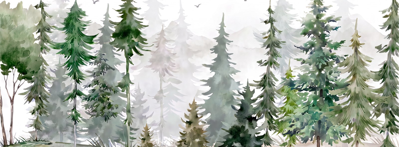 Green Abstract Forms Painterly Wallpaper Mural Accent-wall-wallpaper-murals, Peel-and-stick Finish