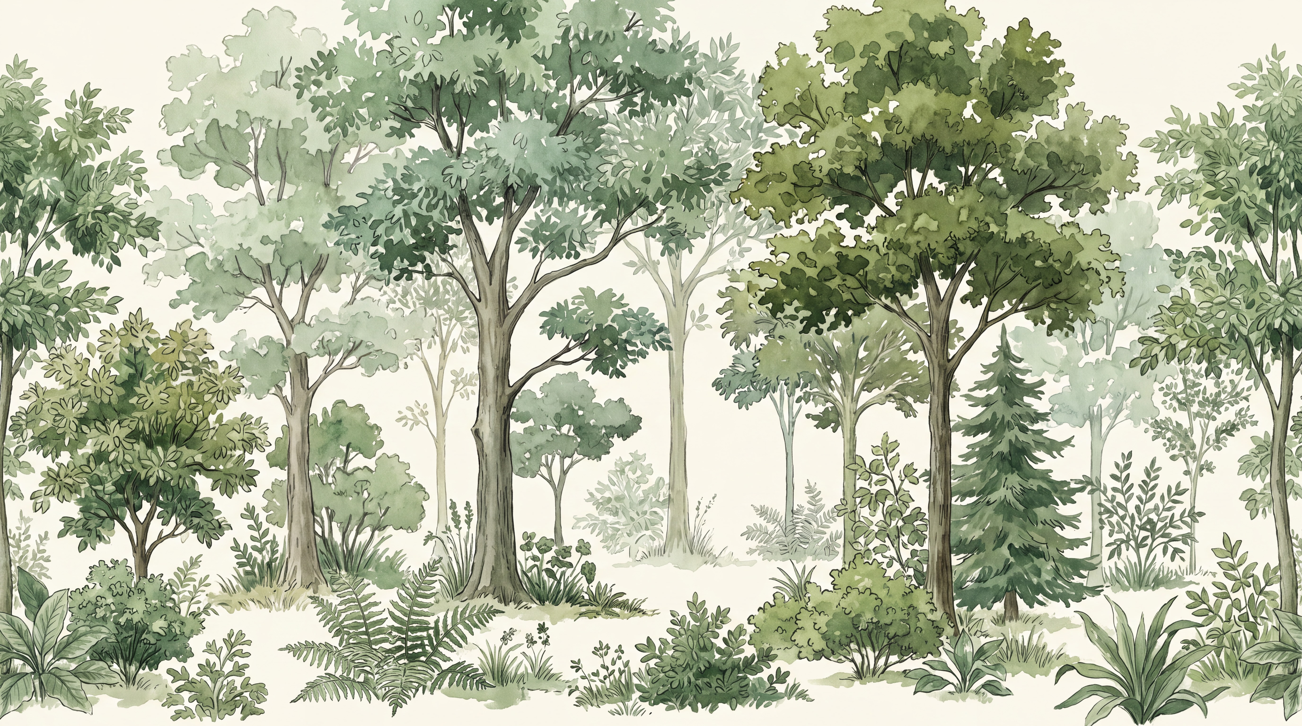 Green Leaf Patterning Wallpaper Mural, Peel-and-stick Finish