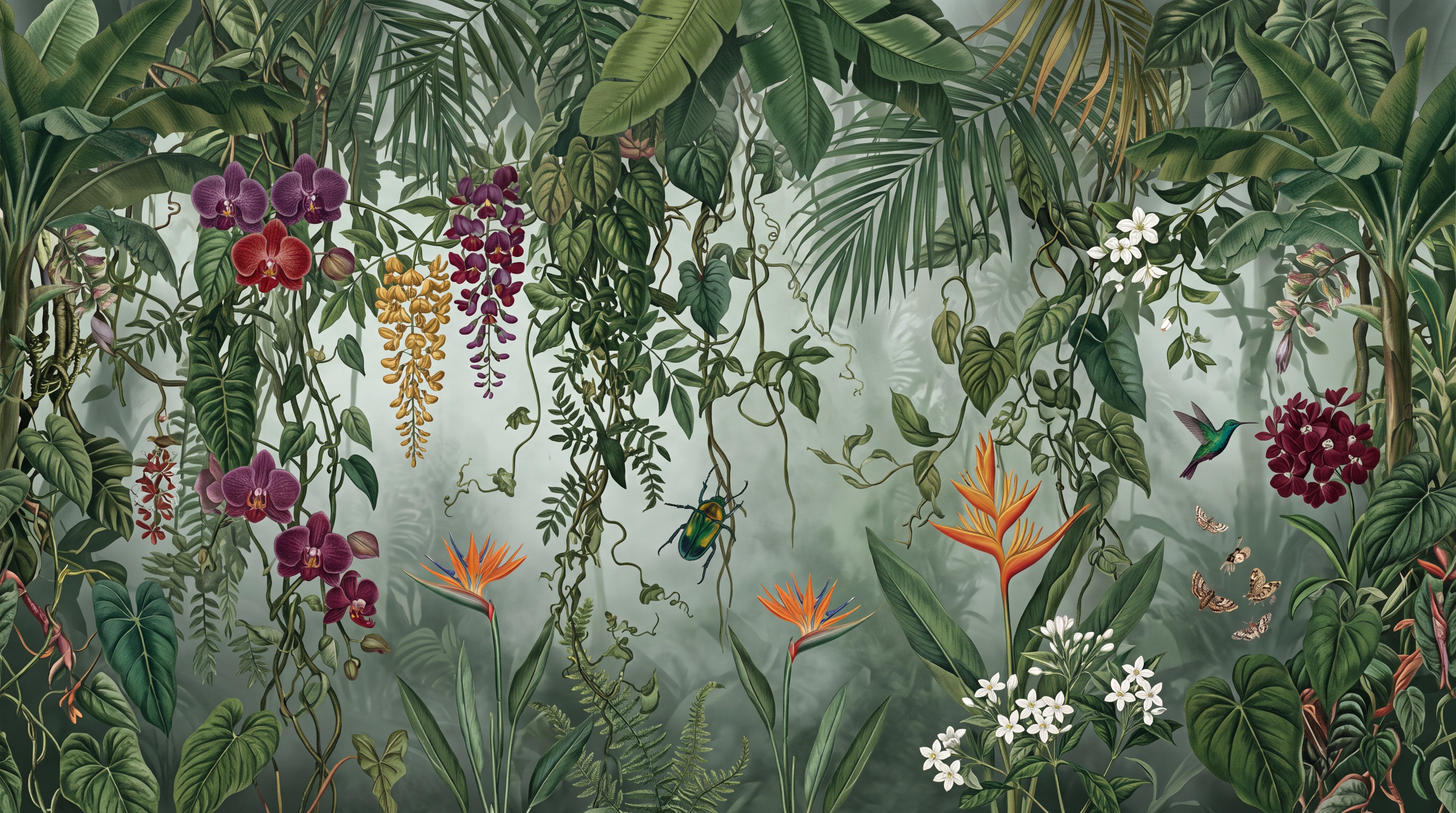 Green Abstract Forms Organic Wallpaper Mural, Peel-and-stick Finish