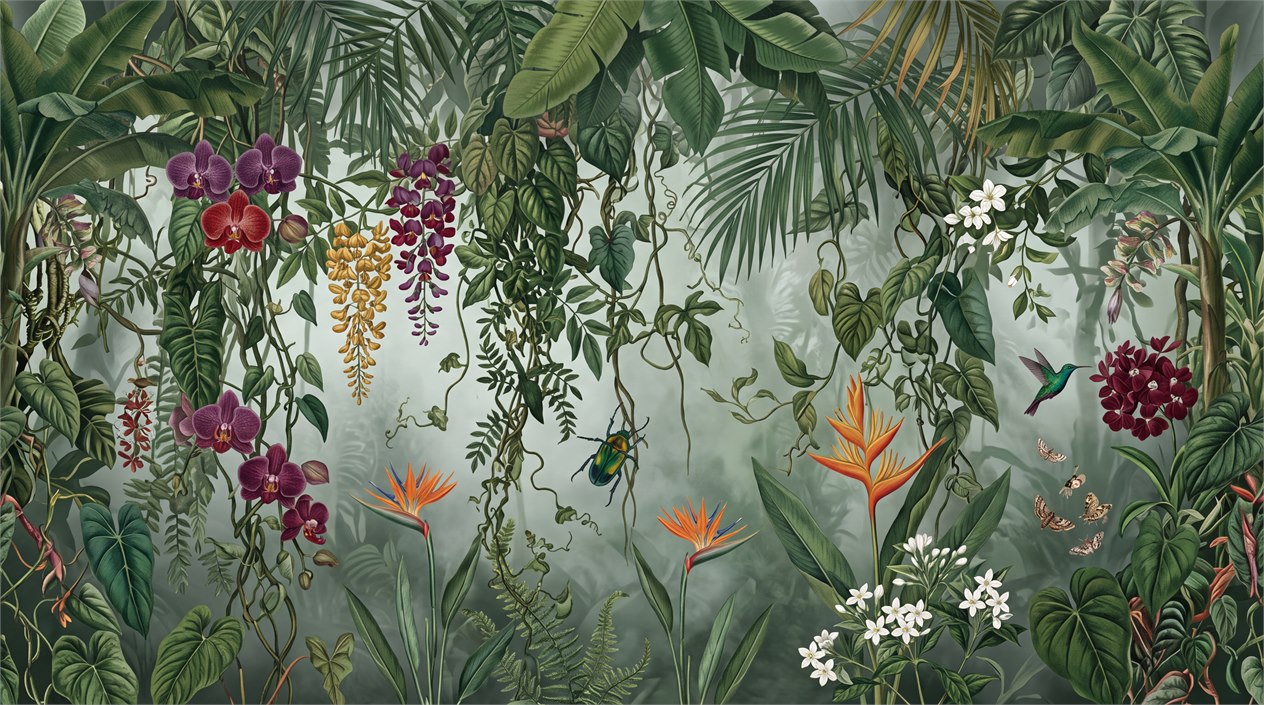 Green Abstract Forms Organic Wallpaper Mural Kitchen-wallpaper-murals, Peel-and-stick Finish
