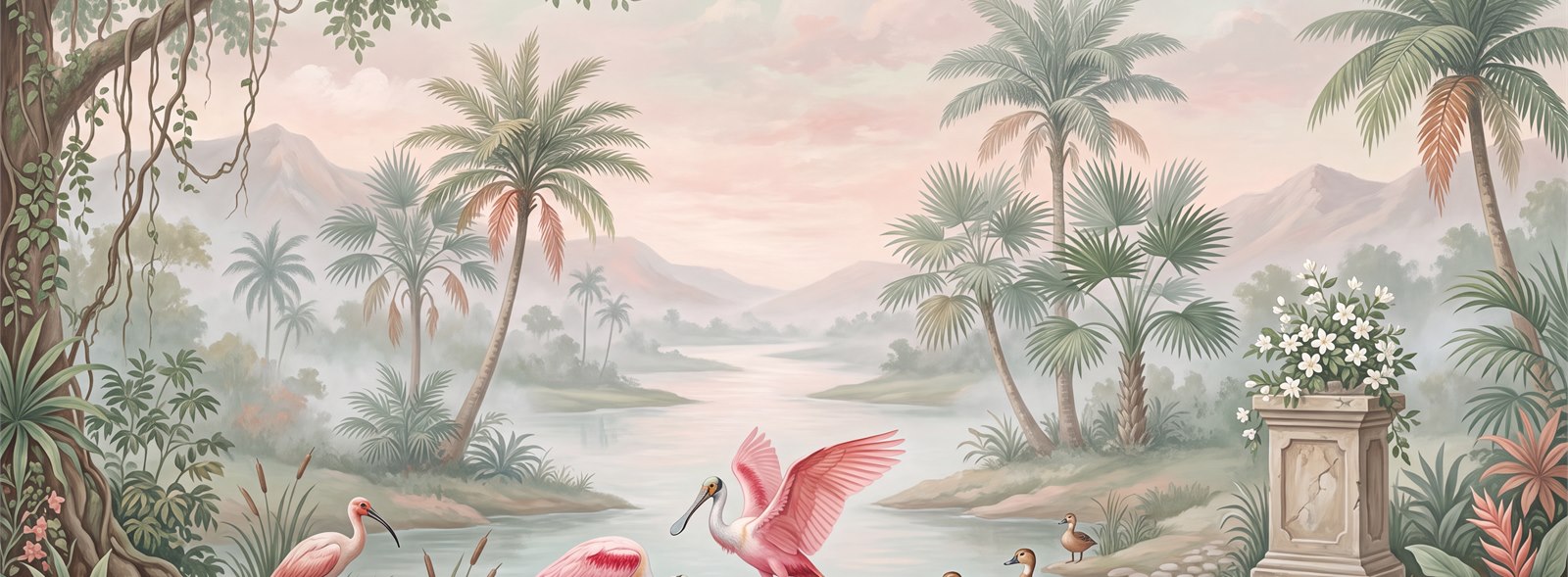 Pink Abstract Forms Decorative Wallpaper Mural Accent-wall-wallpaper-murals, Peel-and-stick Finish