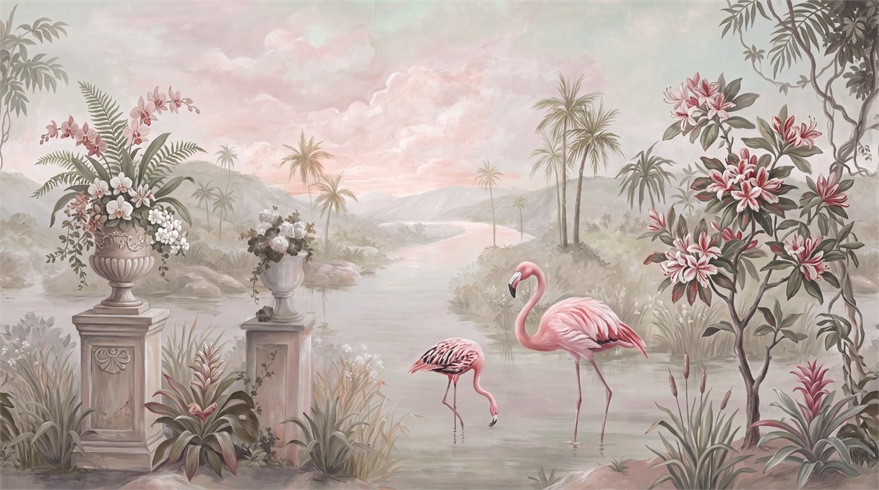 Pink Abstract Forms Painterly Wallpaper Mural Accent-wall-wallpaper-murals, Peel-and-stick Finish