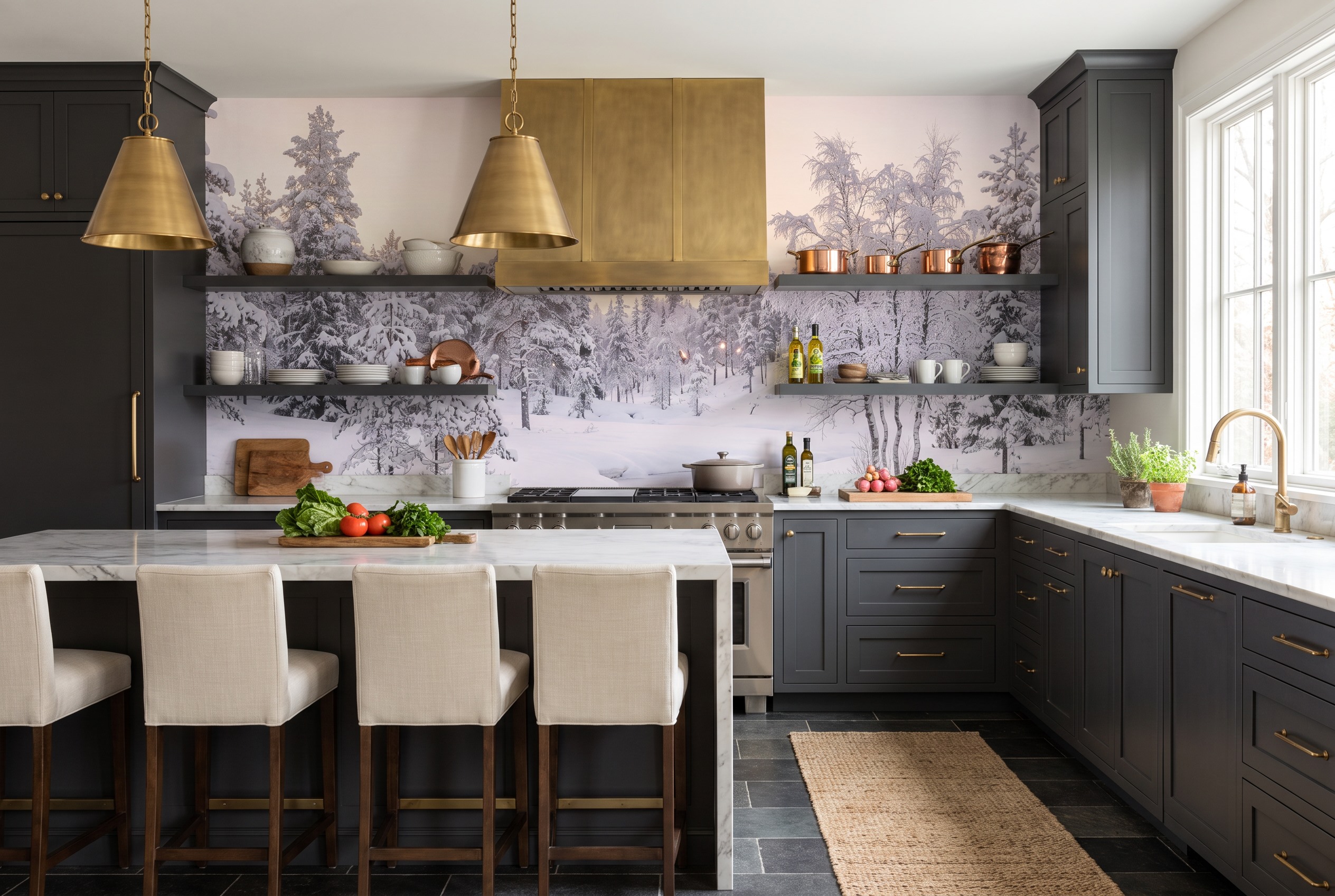 Tan And Neutral Abstract Forms Linear Atmospheric Wallpaper Mural Kitchen-wallpaper-murals, Peel-and-stick Finish
