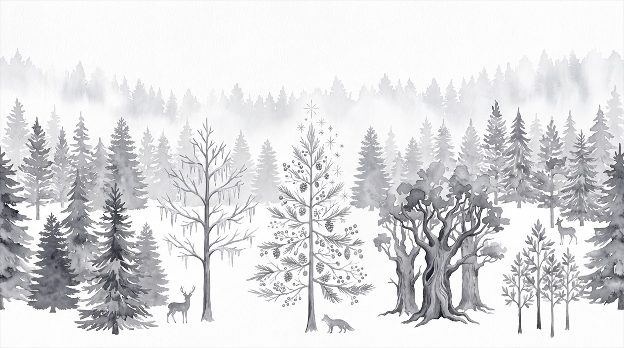 Grey Woodland Trees Forest Wallpaper Mural Bedroom-wallpaper-murals, Peel-and-stick Finish