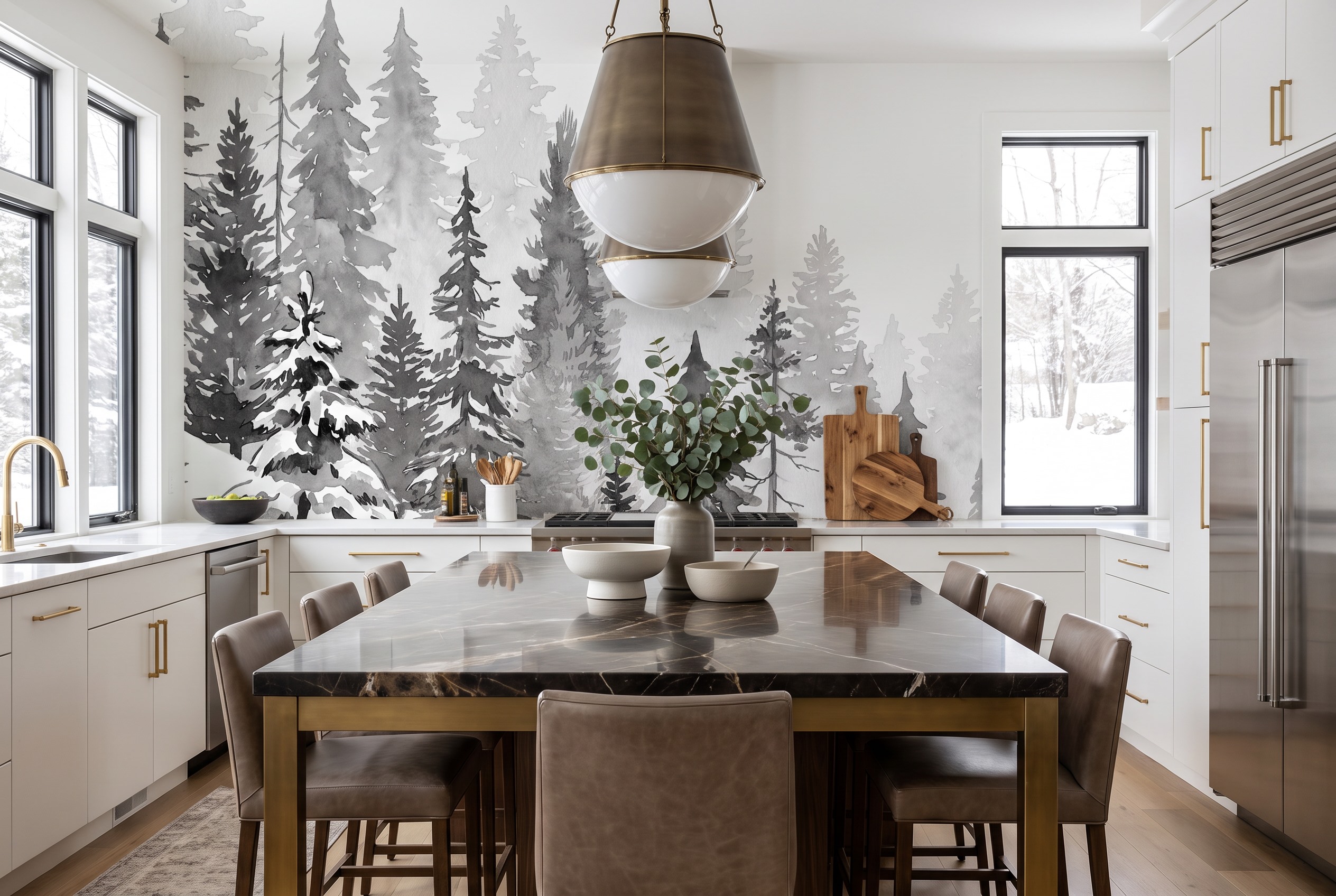 Grey Abstract Forms Decorative Wallpaper Mural Kitchen-wallpaper-murals, Peel-and-stick Finish