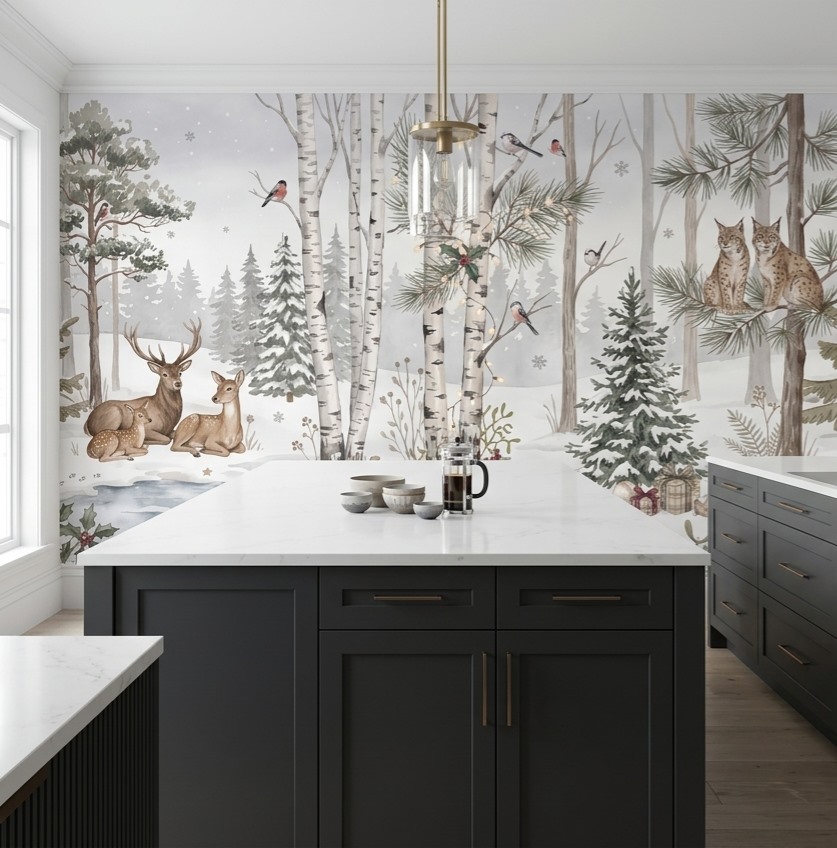 White And Red Abstract Forms Wallpaper Mural Kitchen-wallpaper-murals, Peel-and-stick Finish