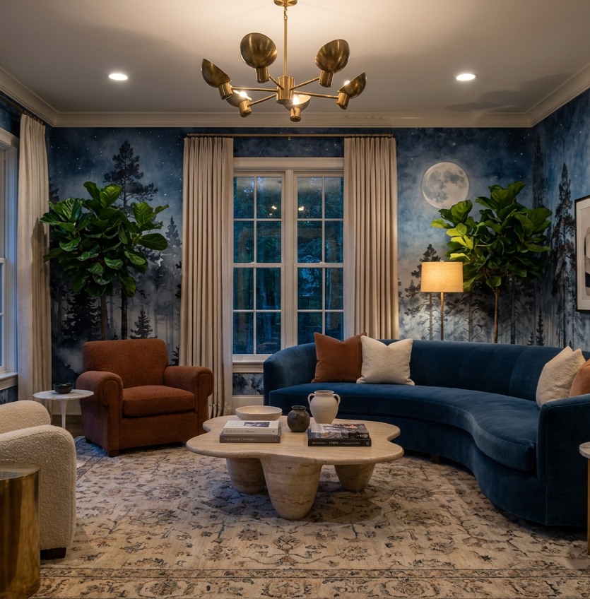 Neutral Abstract Forms Wallpaper Mural Layered Quiet Wallpaper Mural Accent-wall-wallpaper-murals, Peel-and-stick Finish