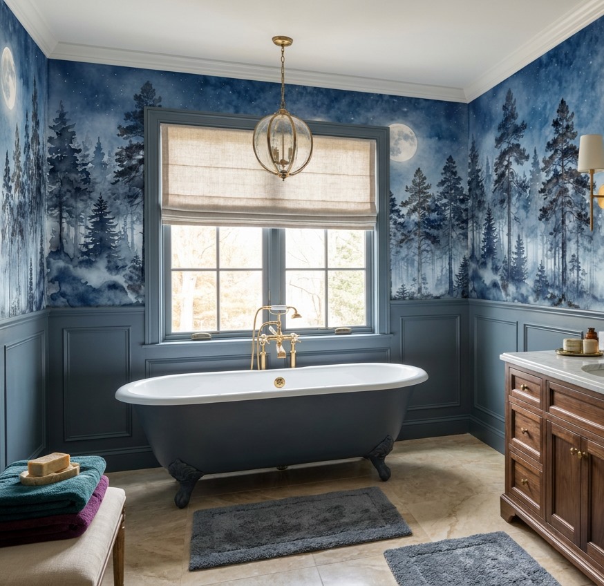 Neutral Abstract Forms Wallpaper Mural Layered Quiet Wallpaper Mural Bathroom-wallpaper-murals, Peel-and-stick Finish