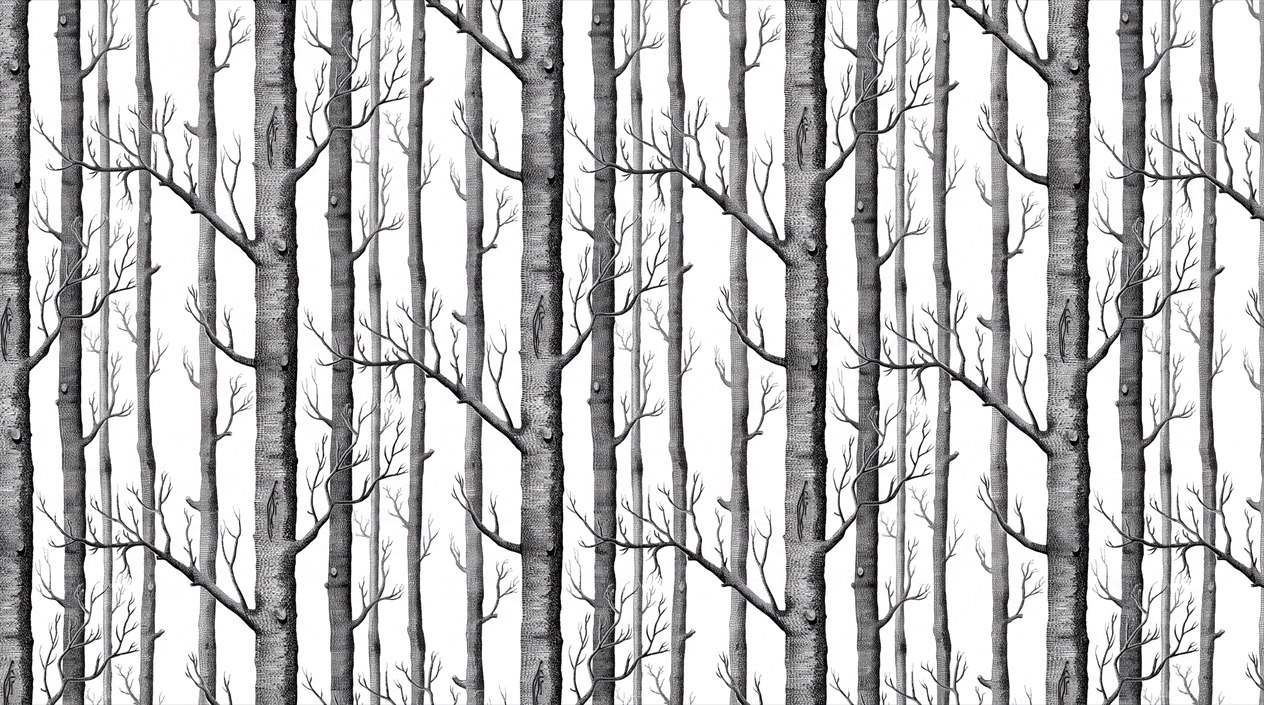 Grey Woodland Trees Decorative Wallpaper Mural Accent-wall-wallpaper-murals, Peel-and-stick Finish
