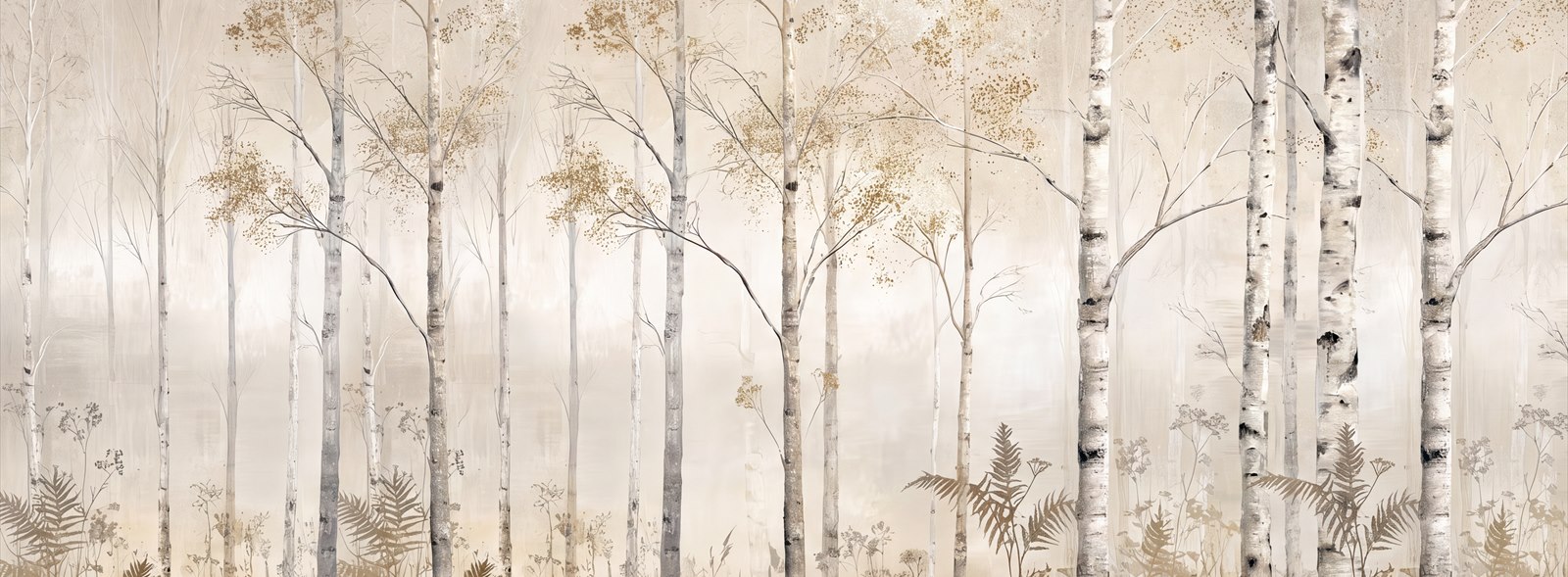 Tan And Neutral Abstract Linear Hand Painted Wallpaper Mural, Peel-and-stick Finish