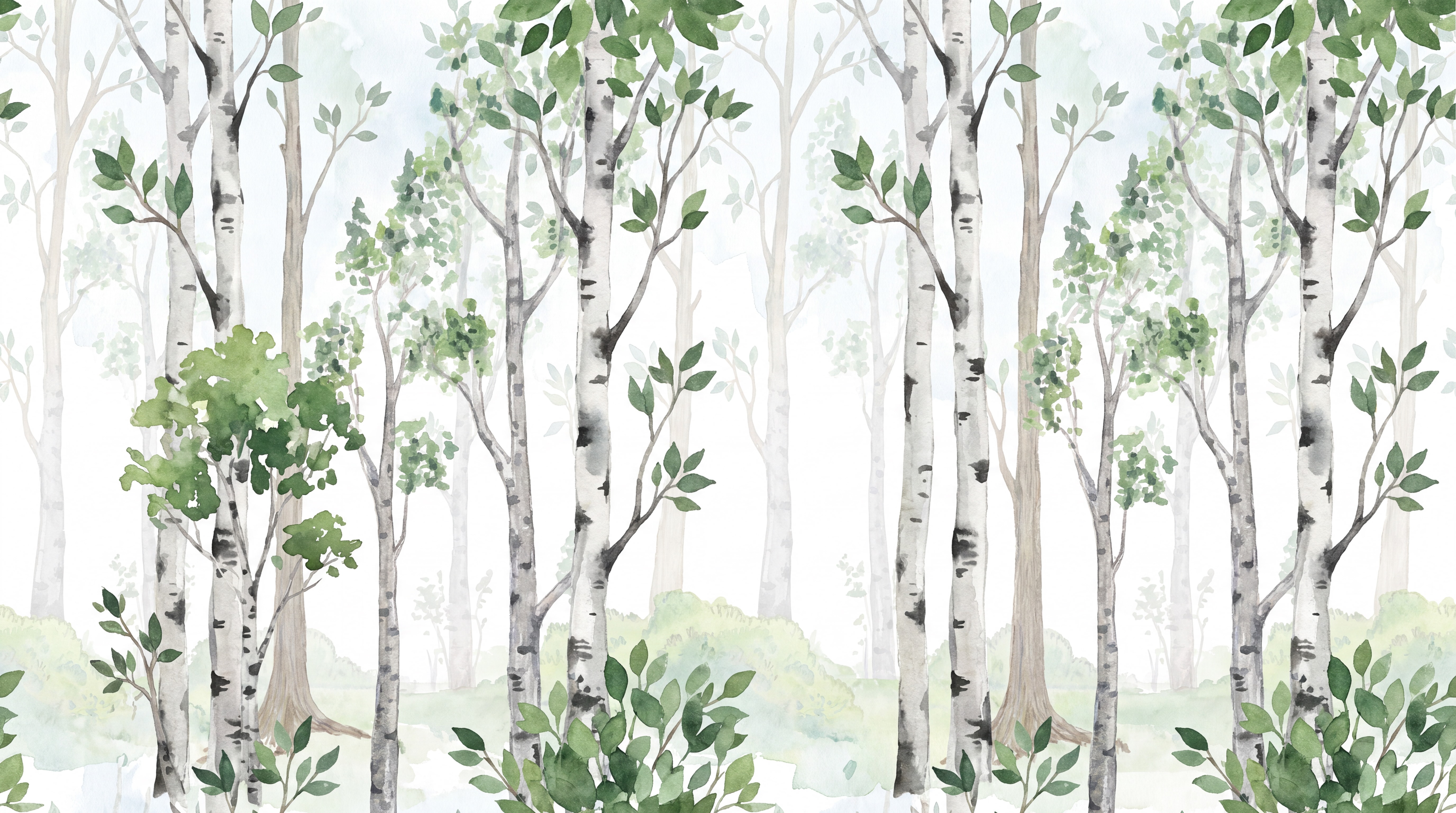 Green Abstract Forms Wallpaper Mural Layered Decorative Wallpaper Mural, Peel-and-stick Finish
