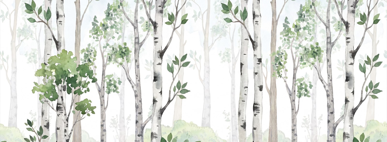 Green Abstract Forms Wallpaper Mural Layered Decorative Wallpaper Mural Accent-wall-wallpaper-murals, Peel-and-stick Finish