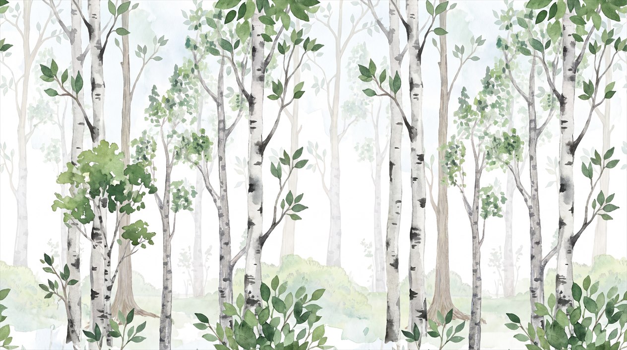 Green Abstract Forms Wallpaper Mural Layered Decorative Wallpaper Mural Accent-wall-wallpaper-murals, Peel-and-stick Finish