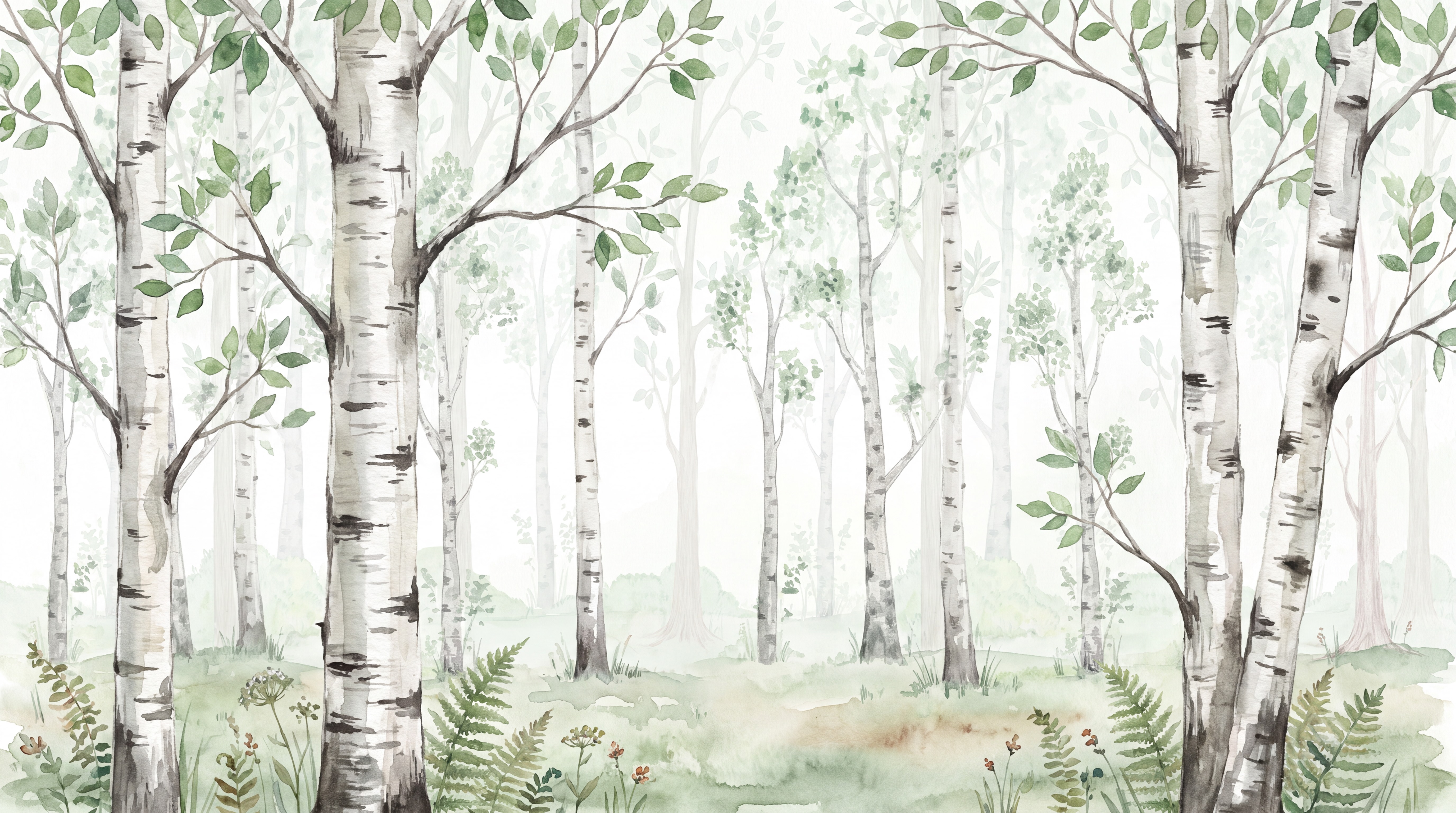 Green Abstract Forms Wallpaper Mural Layered Composition Wallpaper Mural, Peel-and-stick Finish