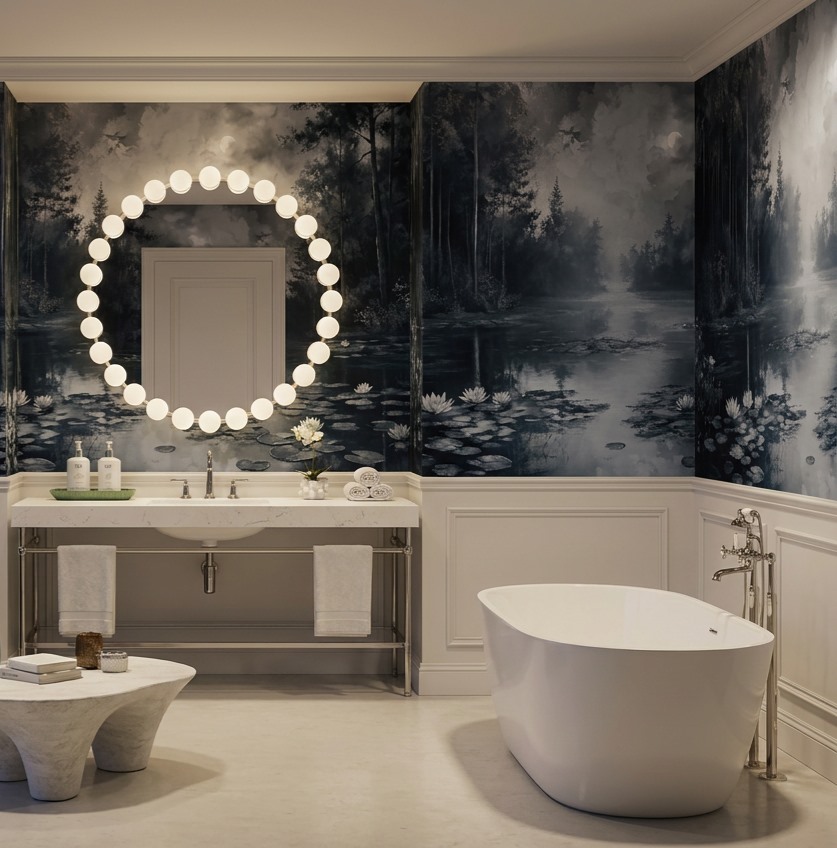 Neutral Abstract Forms Wallpaper Mural Layered Linear Detail Wallpaper Bathroom-wallpaper-murals, Peel-and-stick Finish