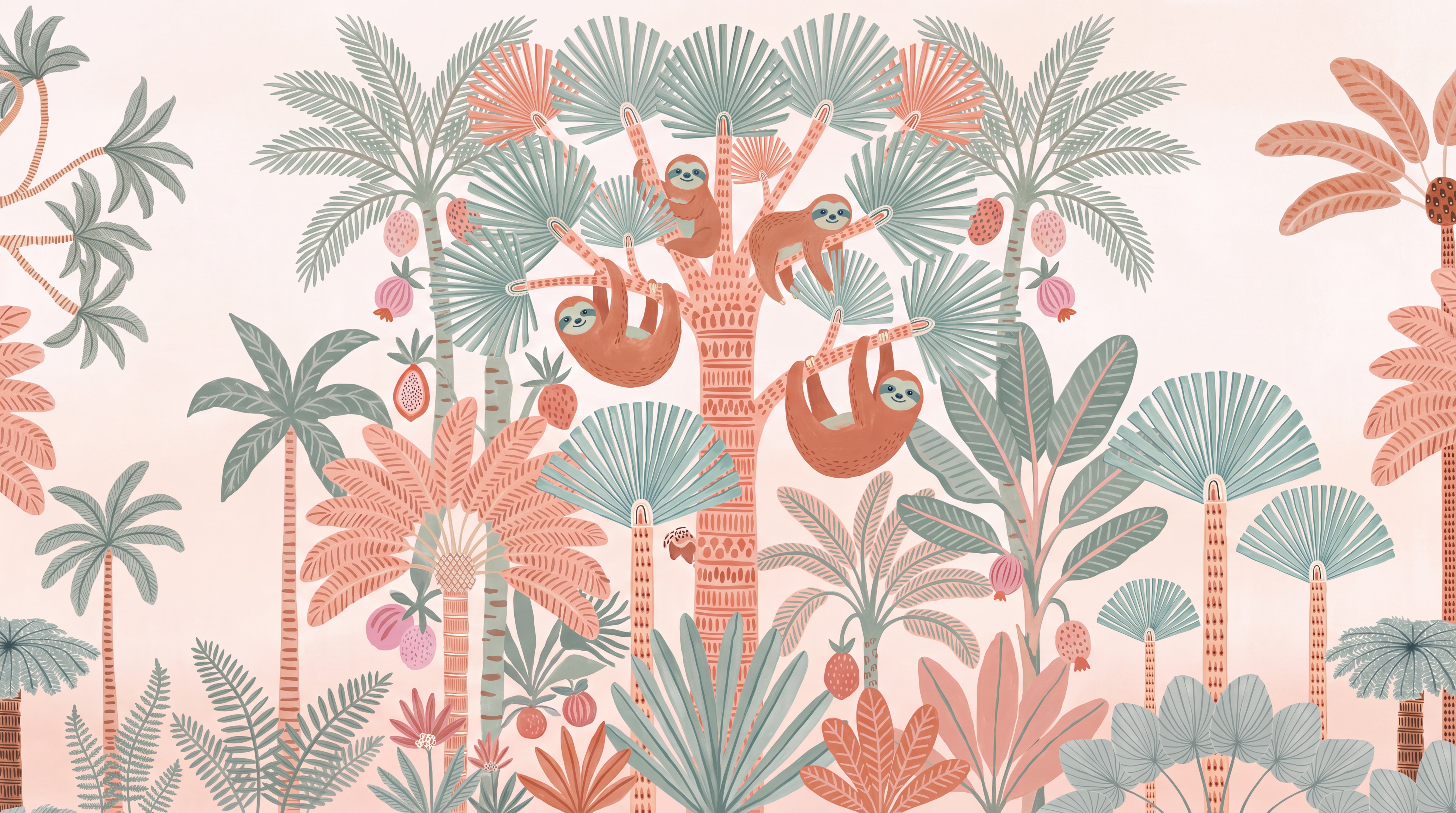 A Balanced Neutral Decorative Patterning Wallpaper Mural Hallway-wallpaper-murals, Peel-and-stick Finish