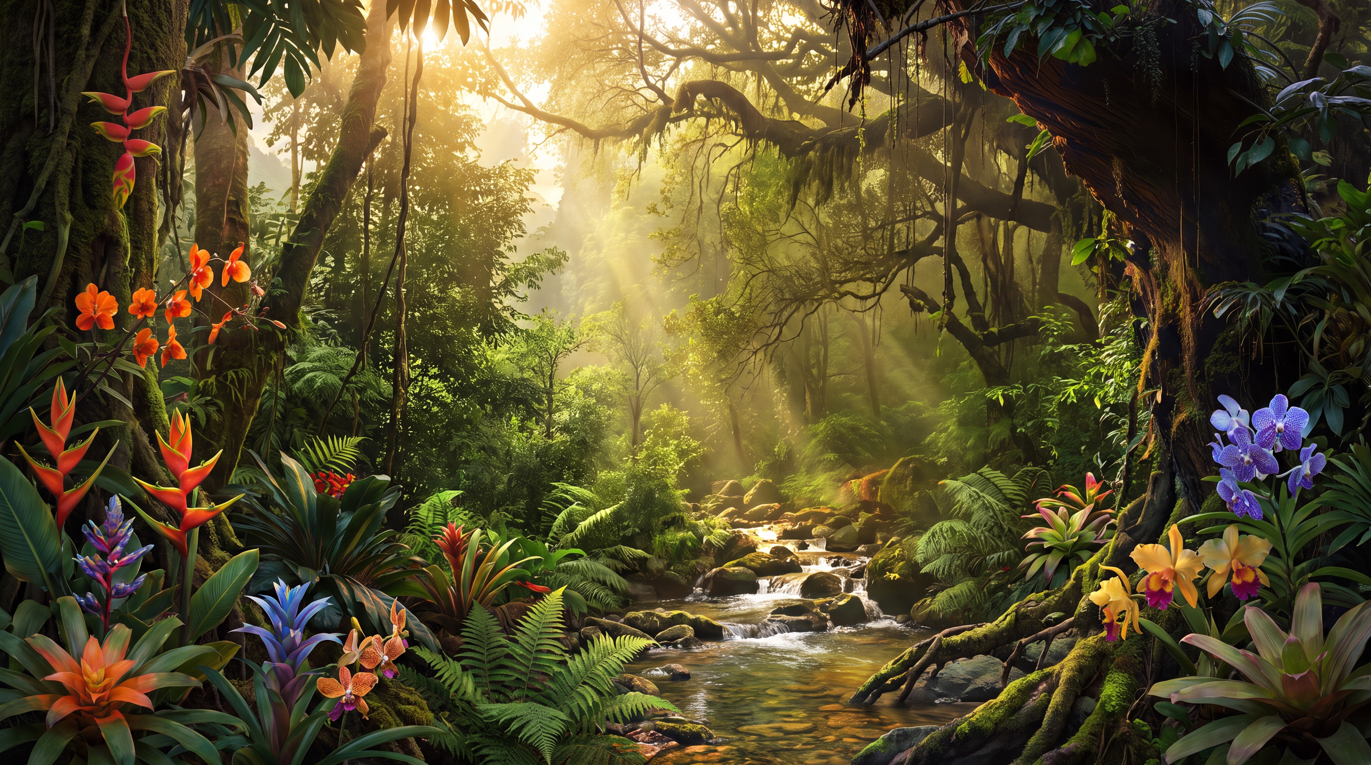 Green Layered Jungle Foliage Wallpaper Mural, Peel-and-stick Finish