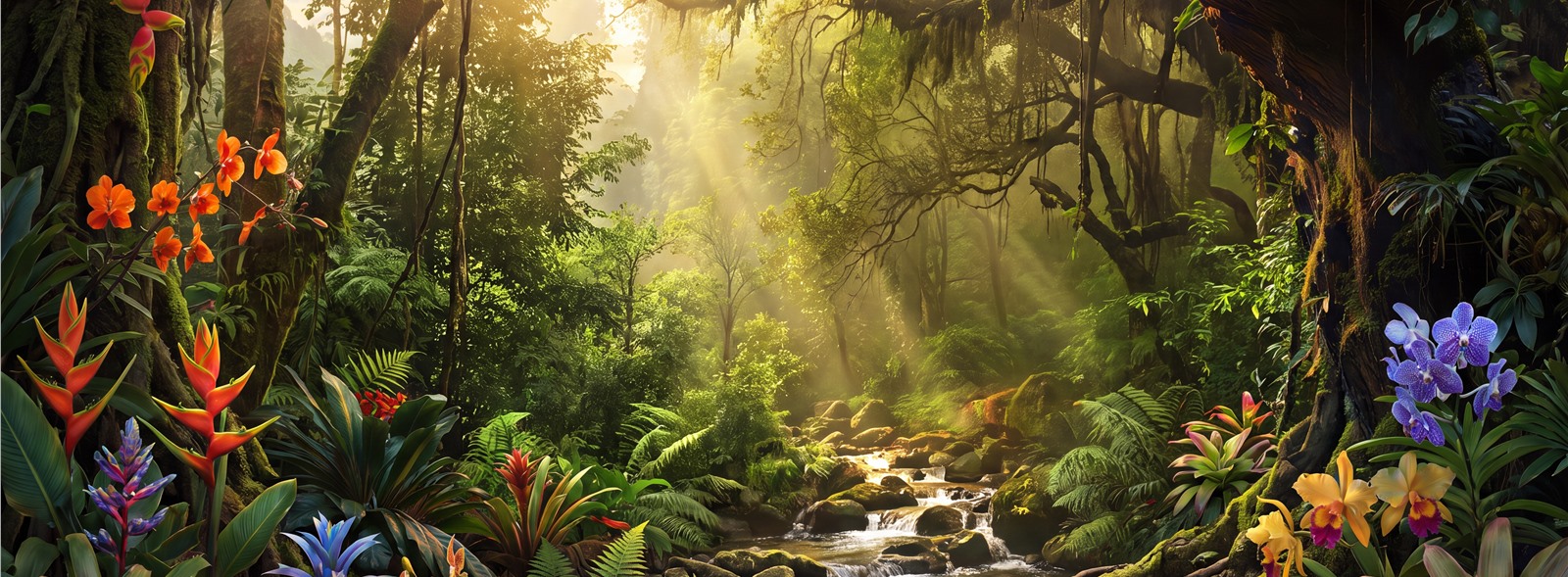 Green Layered Jungle Foliage Wallpaper Mural Accent-wall-wallpaper-murals, Peel-and-stick Finish