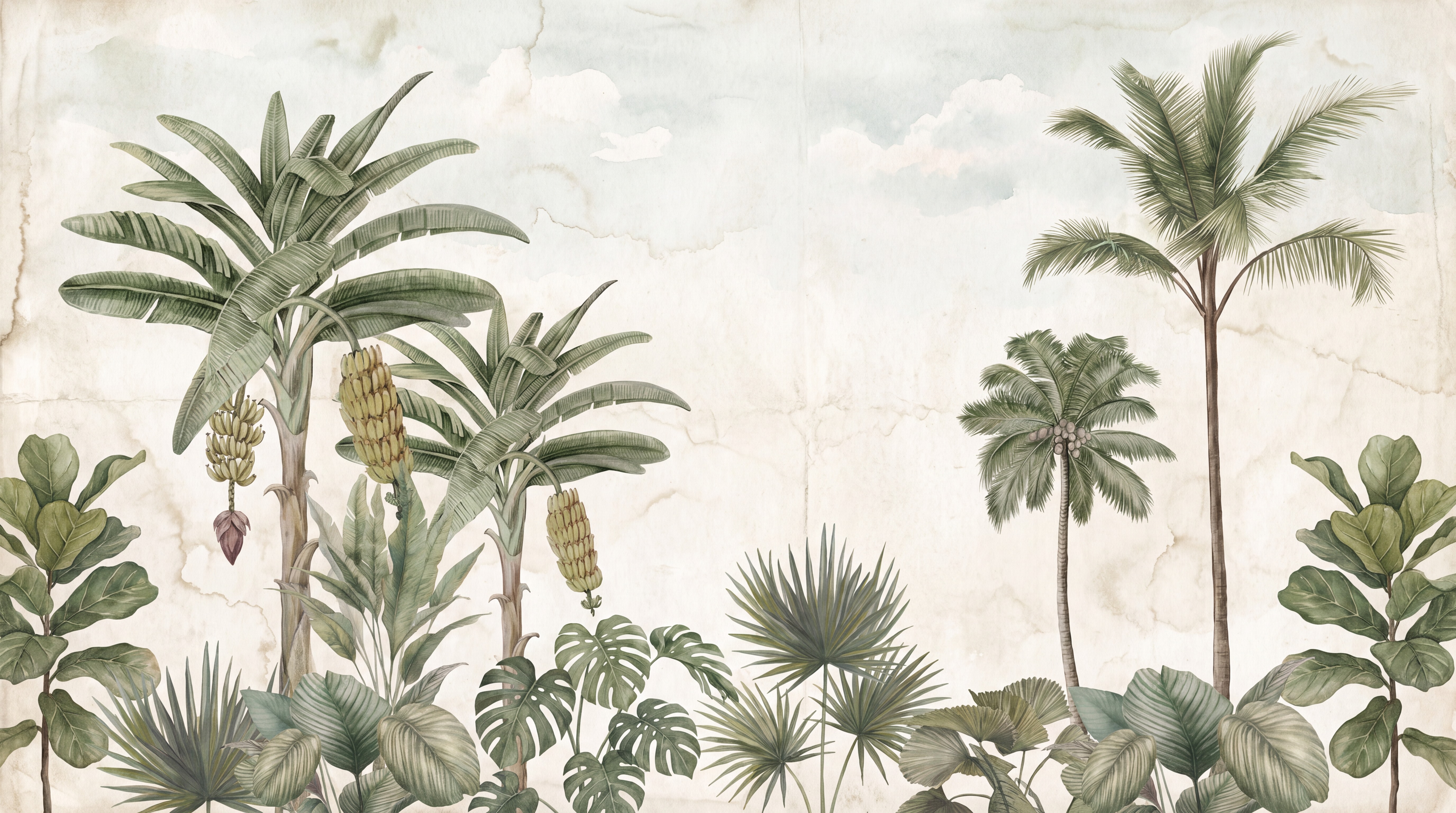 Sage Green Decorative Patterning Wallpaper Mural Feature-wall-wallpaper-murals, Peel-and-stick Finish