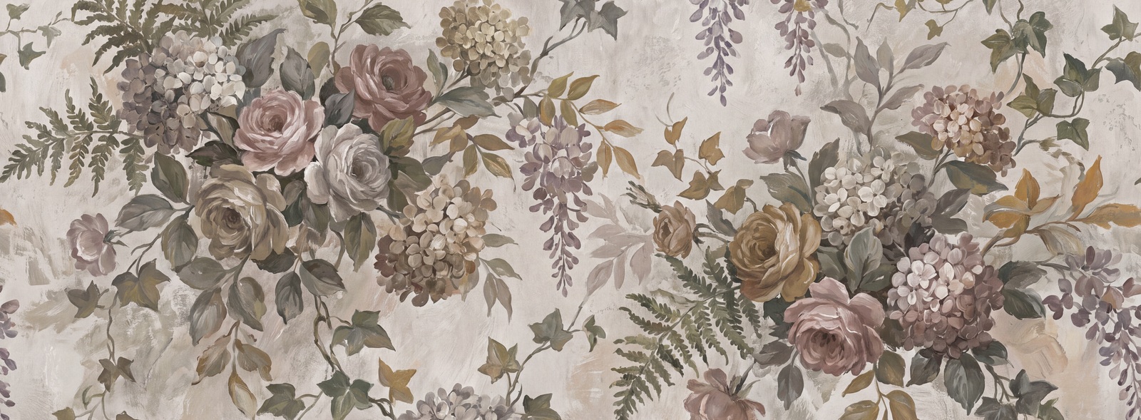 Sage Green Floral Forms Wallpaper Mural Accent-wall-wallpaper-murals, Peel-and-stick Finish