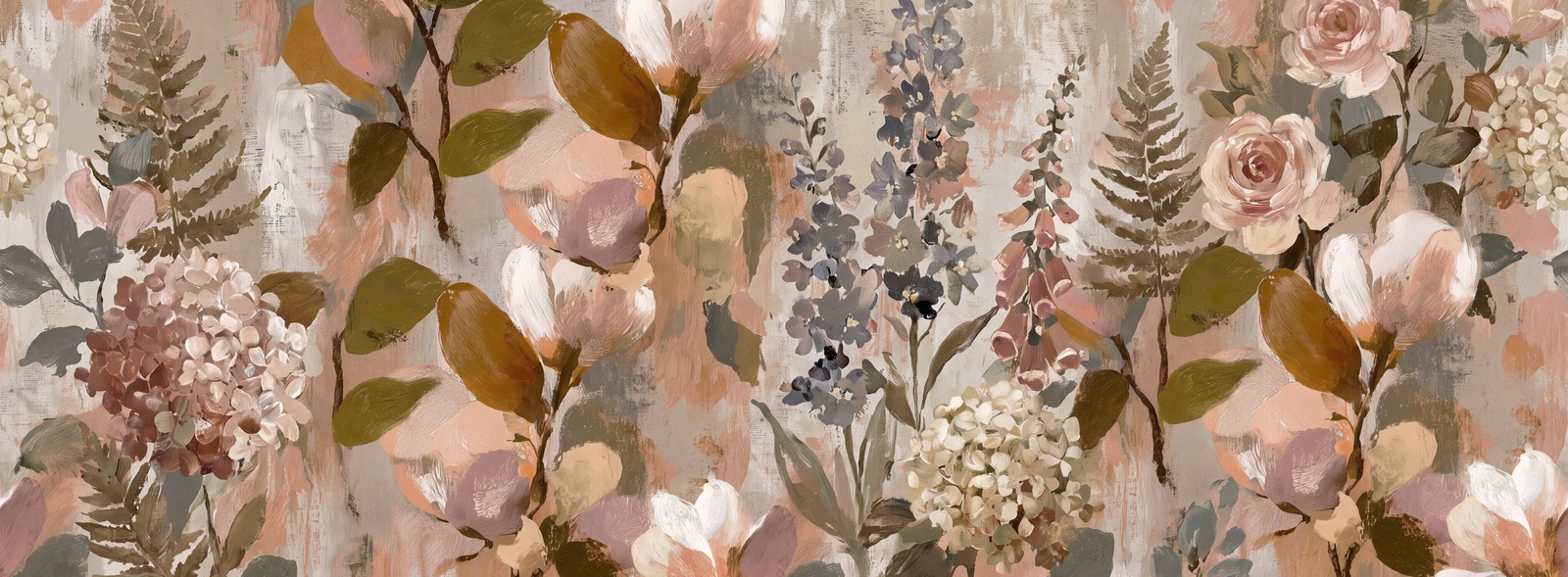 Blush Leaf Patterning Wallpaper Mural Accent-wall-wallpaper-murals, Peel-and-stick Finish