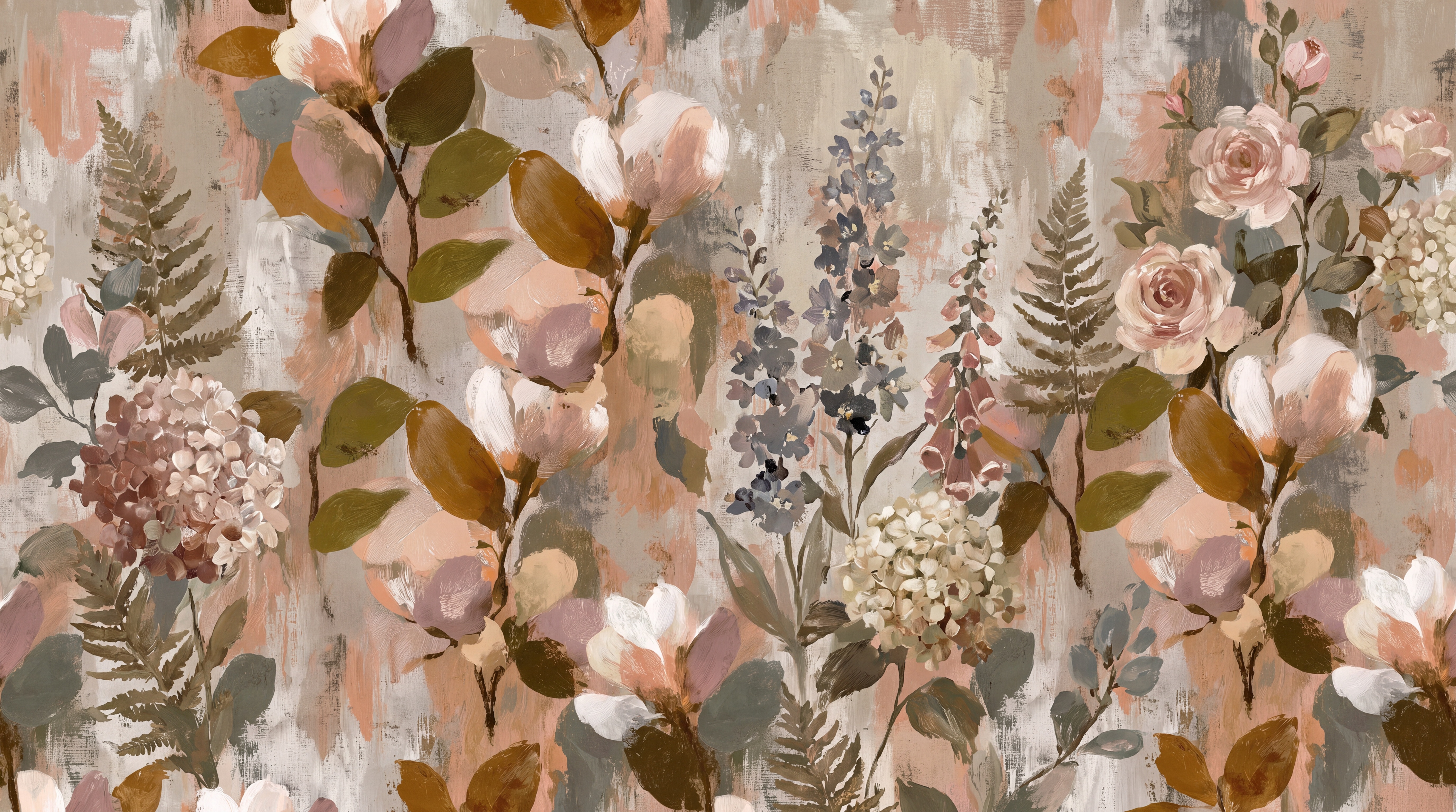 Blush Leaf Patterning Wallpaper Mural, Peel-and-stick Finish