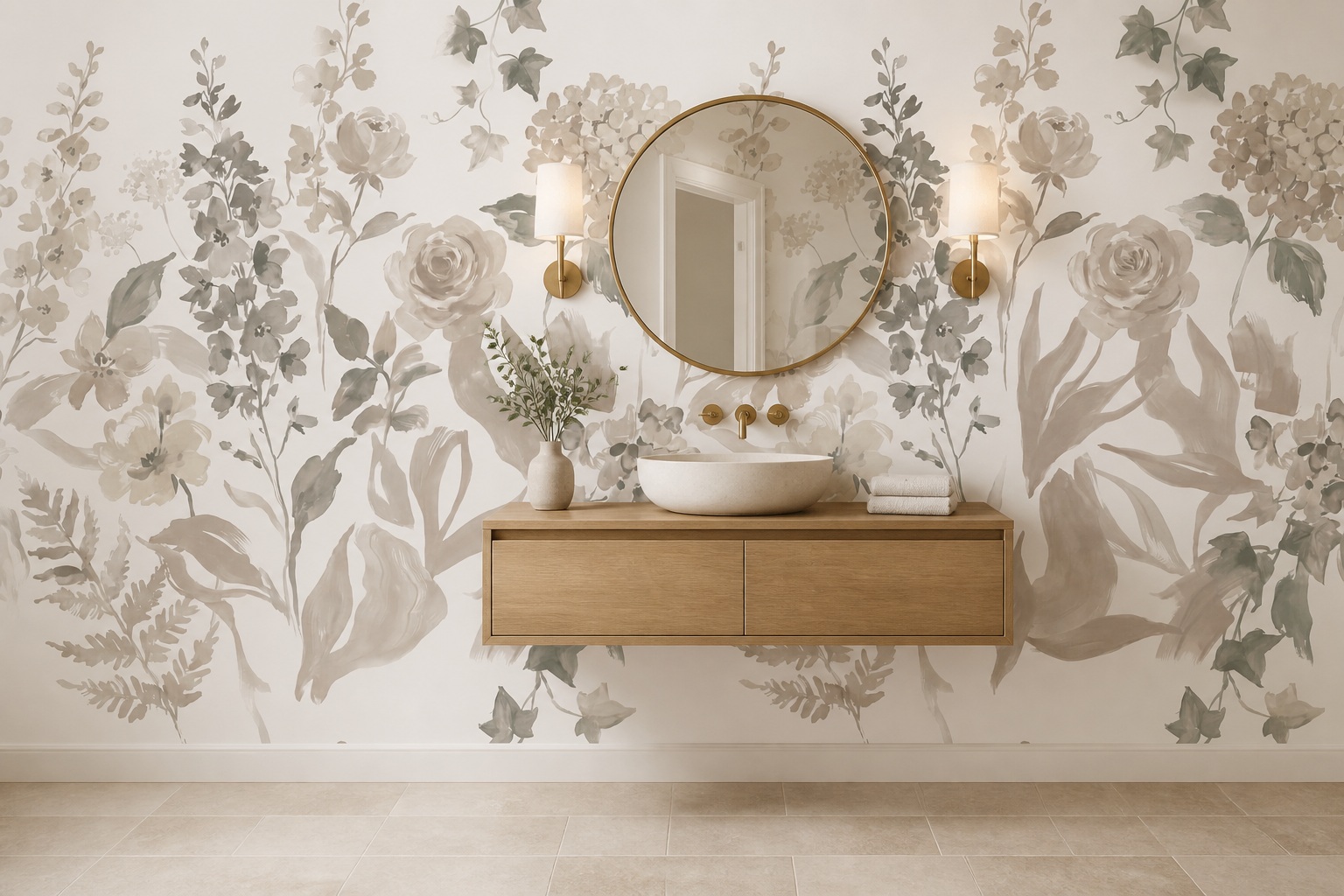 Neutral Abstract Forms Wallpaper Mural Layered Graphic Rhythm Wallpaper Feature-wall-wallpaper-murals, Peel-and-stick Finish