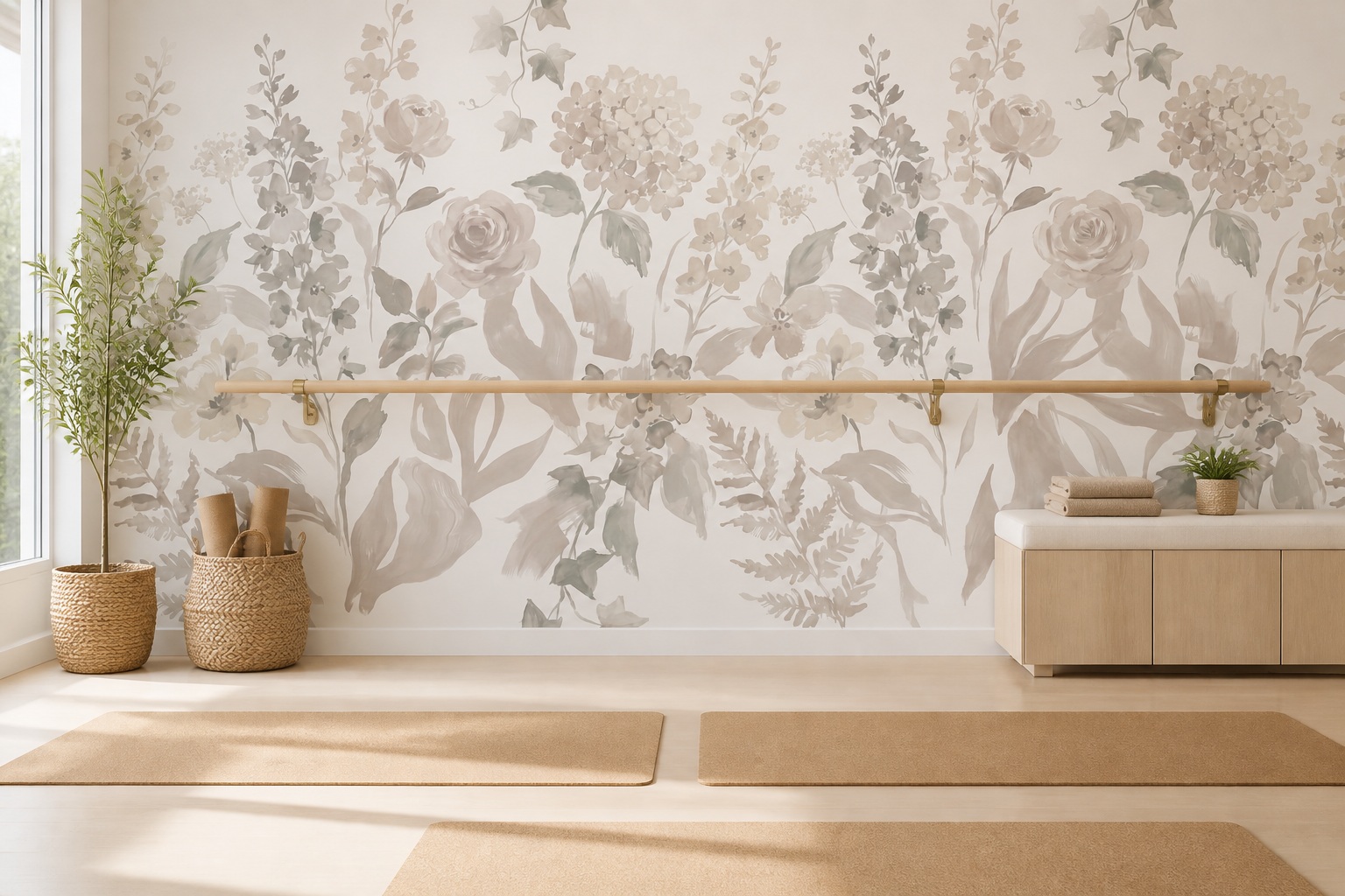 Neutral Abstract Forms Wallpaper Mural Layered Graphic Rhythm Wallpaper Accent-wall-wallpaper-murals, Peel-and-stick Finish