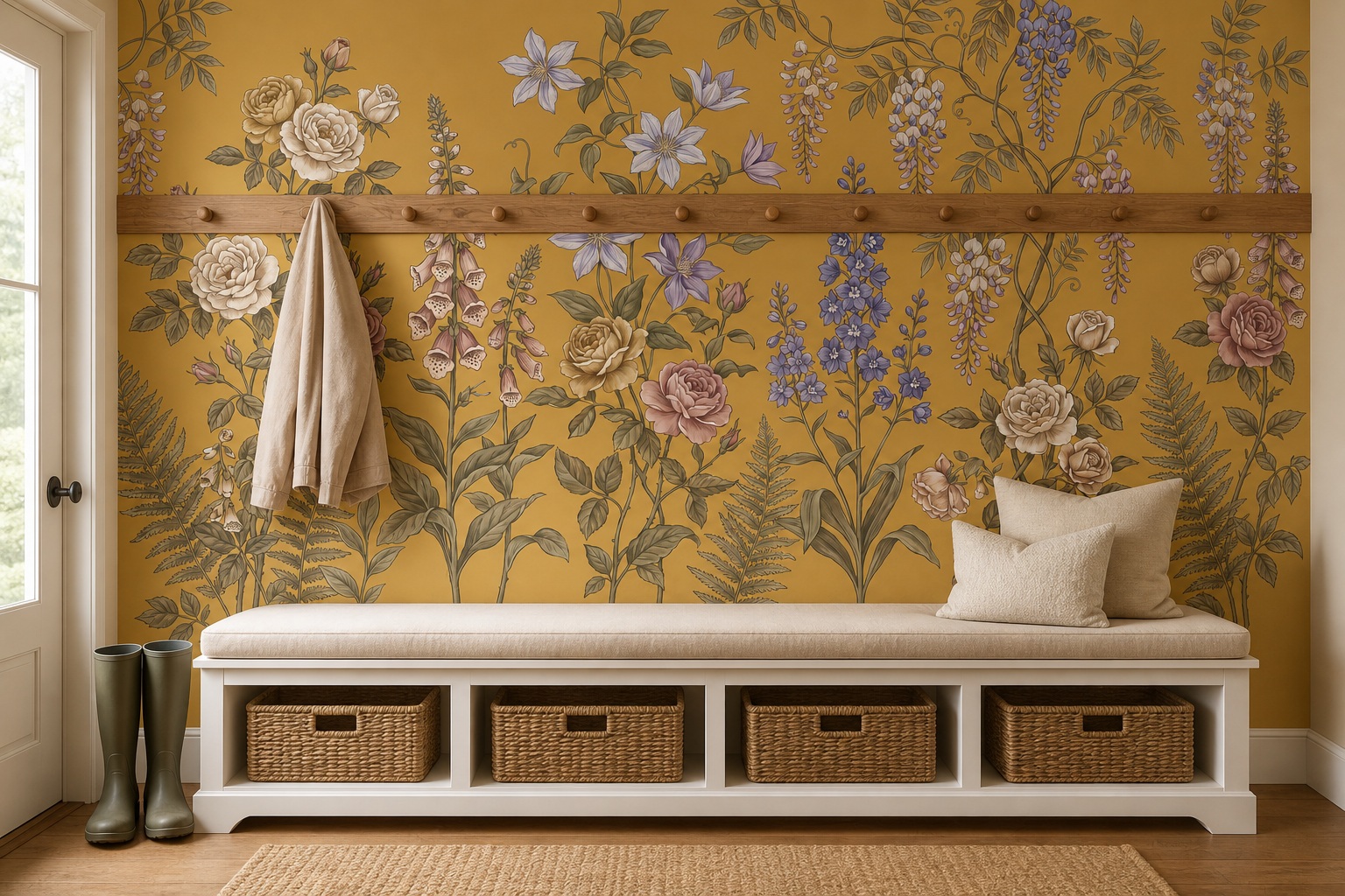 Neutral Decorative Patterning Textured Wallpaper Mural Accent-wall-wallpaper-murals, Peel-and-stick Finish