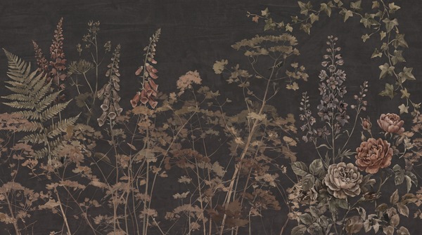 Gold Layered Jungle Foliage Wallpaper Mural Accent-wall-wallpaper-murals, Peel-and-stick Finish